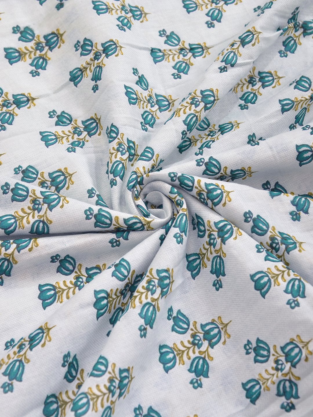 Green Pure Cotton Floral Double Bed Dohar