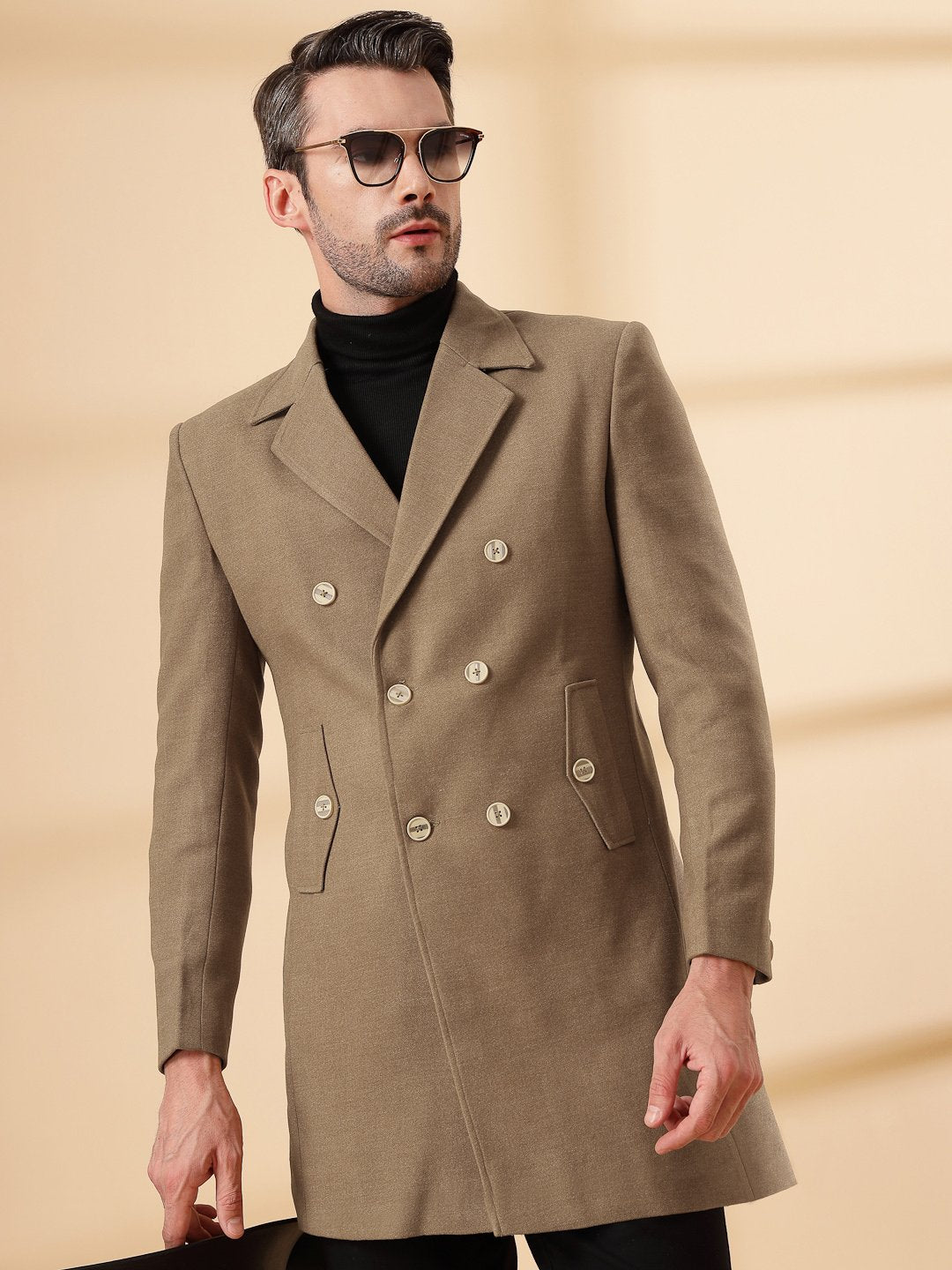Brown Long Sleeve Double-Breasted Woolen Coat – KLOTTHE®