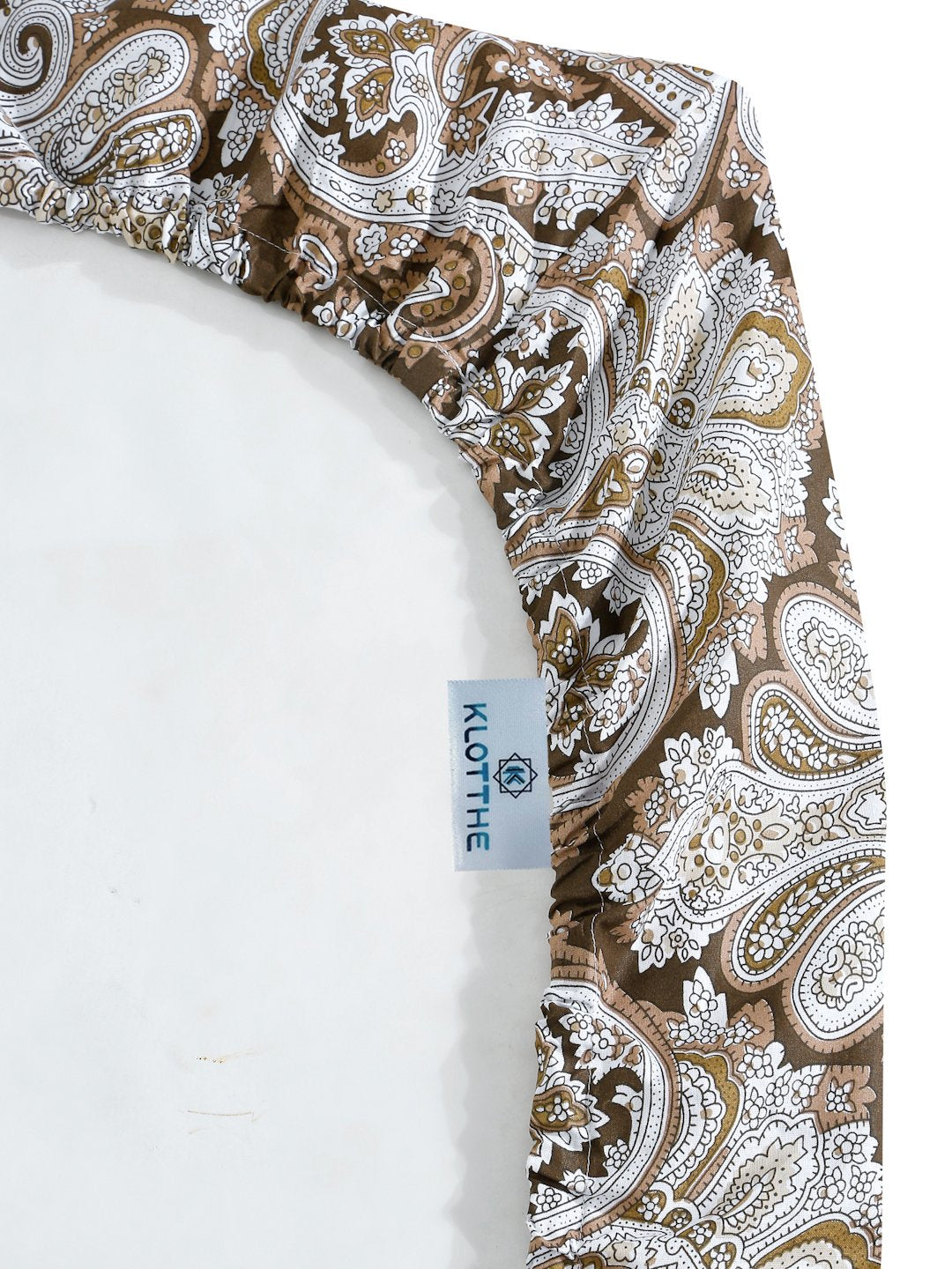 Brown Floral 400 TC Pure Cotton Fitted Double Bedsheet with 2 Pillow Covers