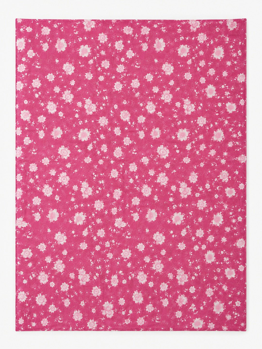 Pink Floral Cotton Blend Fitted Double Bedsheet with 2 Pillow Covers