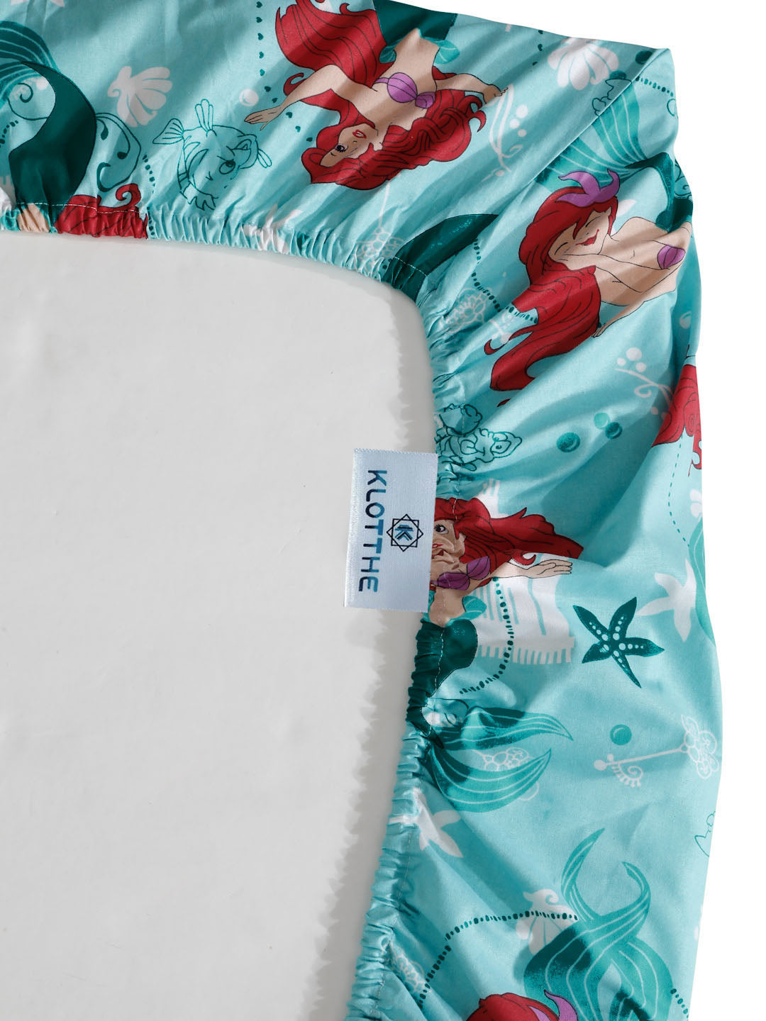 Klotthe Turquoise Cartoon Characters 400 TC Pure Cotton Fitted Double Bedsheet with 2 Pillow Covers