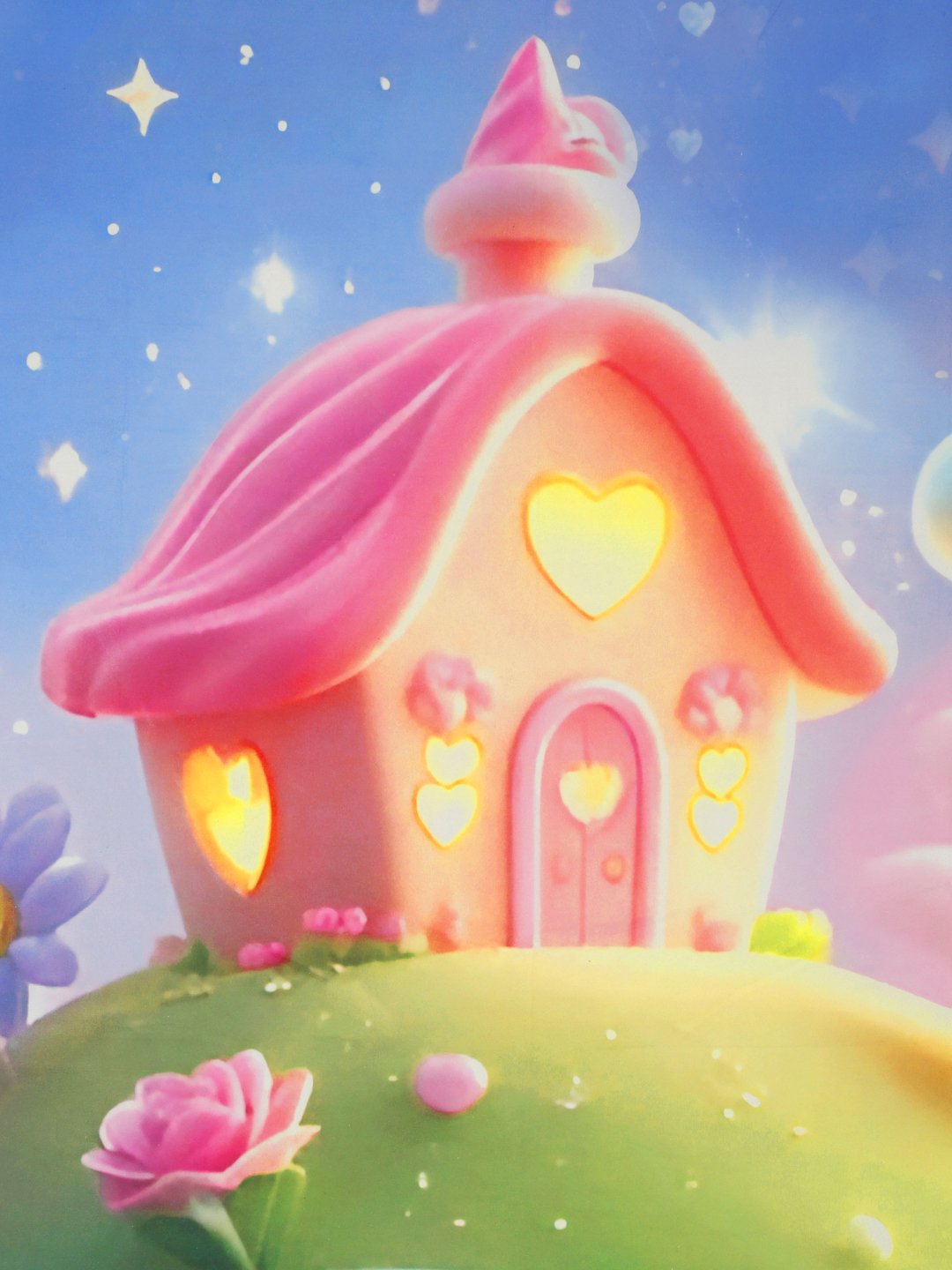 Blue 7D Cartoon Characters Printed Fitted Cotton Blend Double Bedsheet with 2 Pillow Covers