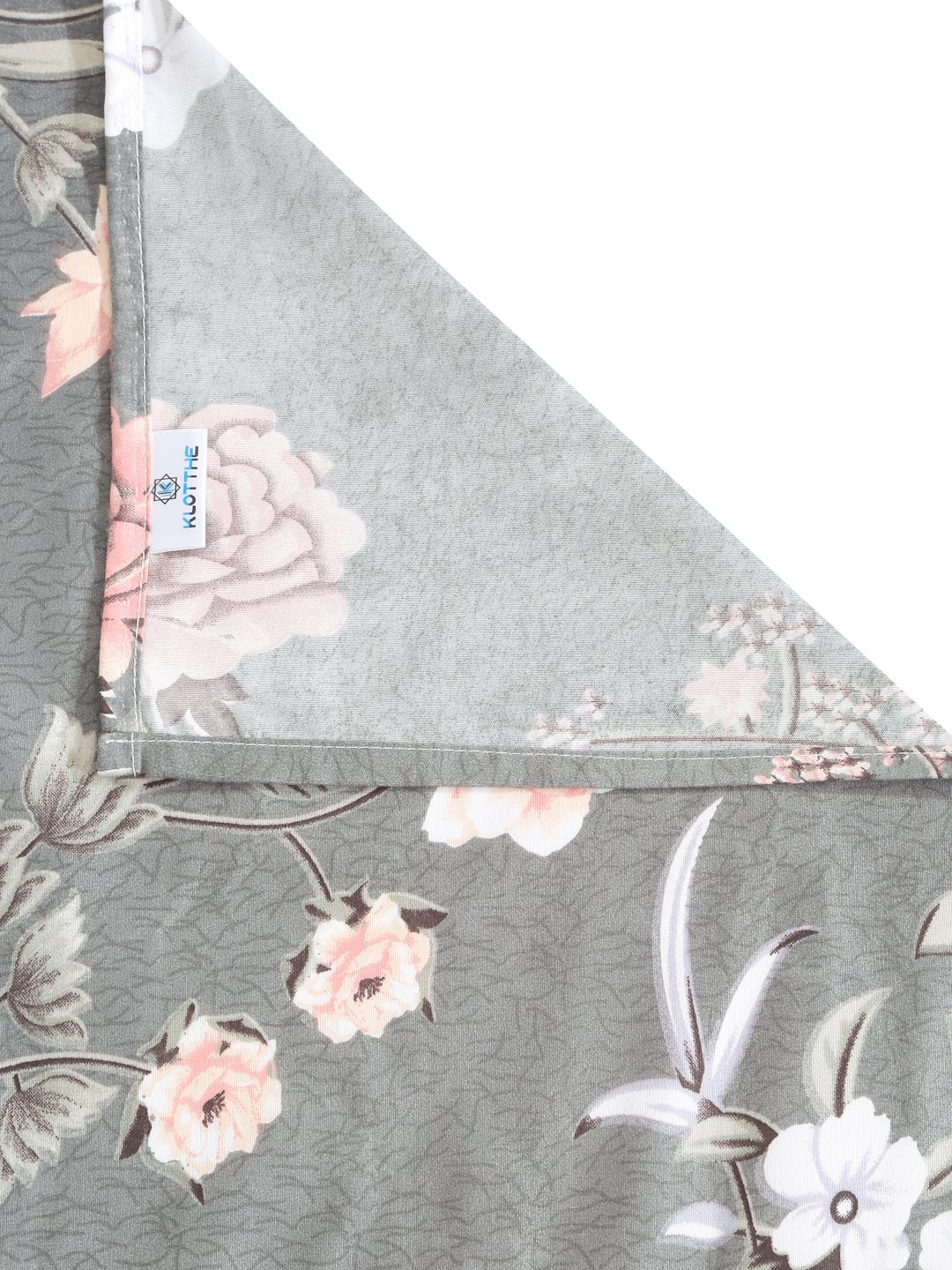 Grey Floral 300 TC Cotton Blend Double Bedsheet in Book Fold Packing