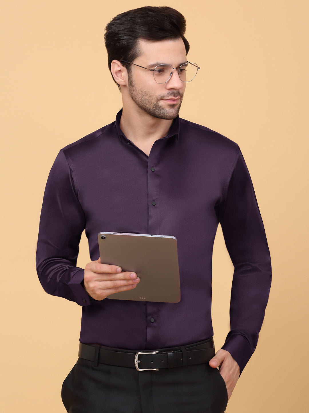 Satin Shirt Dark Purple Shirt For Men Palatinate Purple Sequence Club Wear Satin Party Shirt Satin Shirt Dark Purple Shirt For Men Palatinate Purple Sequence Club Wear Satin Party Shirt