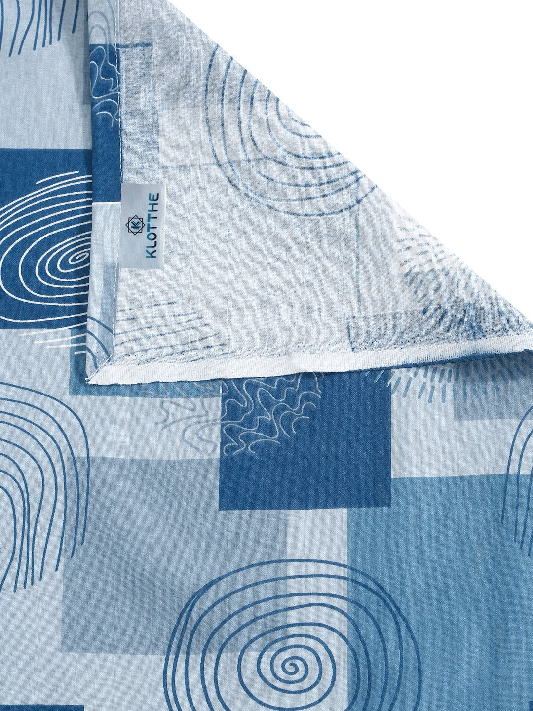 Blue Geometric 400 TC Pure Cotton Double Bedsheet with 2 Pillow Covers