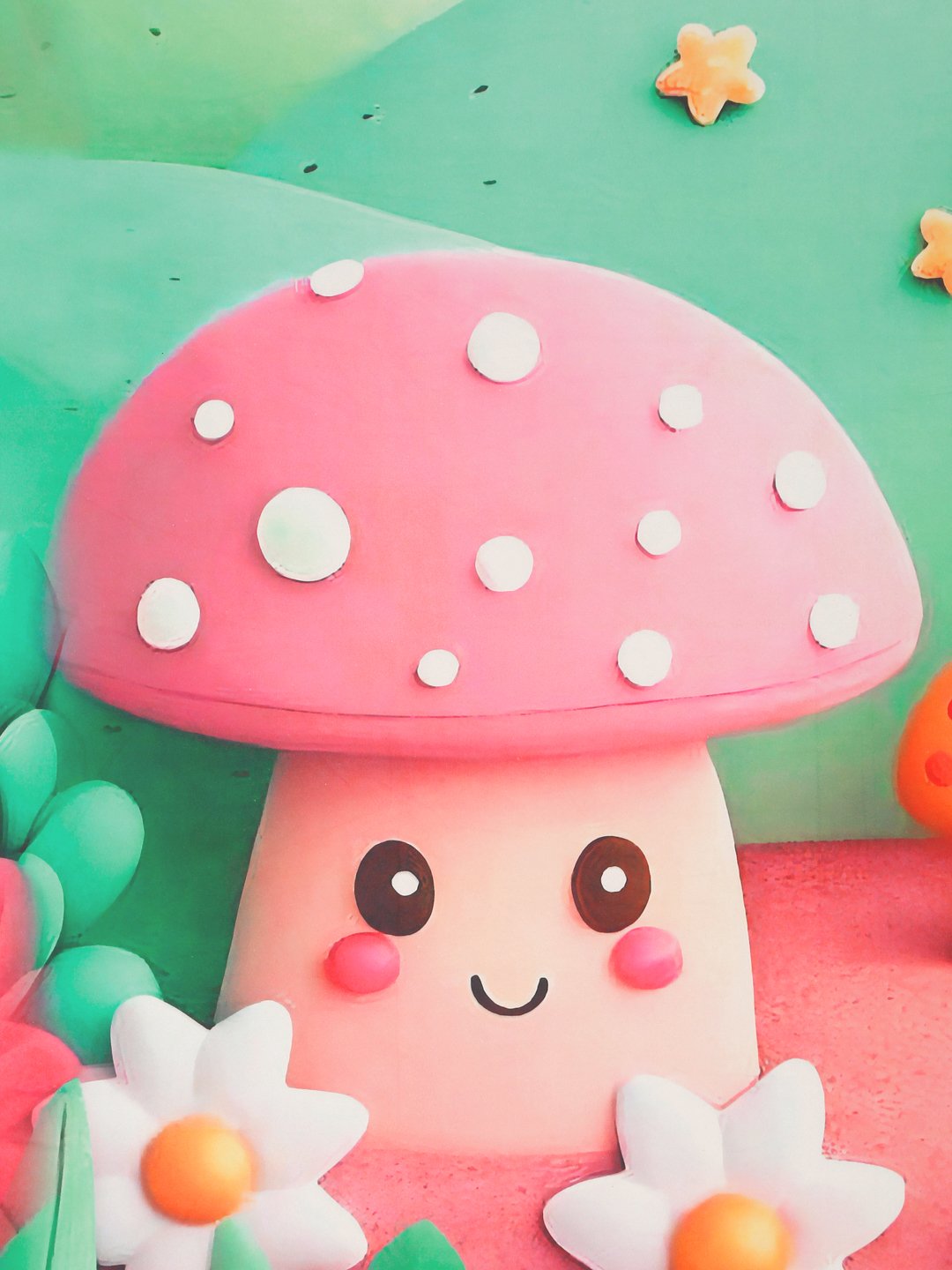 Green 7D Cartoon Characters Printed Cotton Blend Double Bedsheet with 2 Pillow Covers