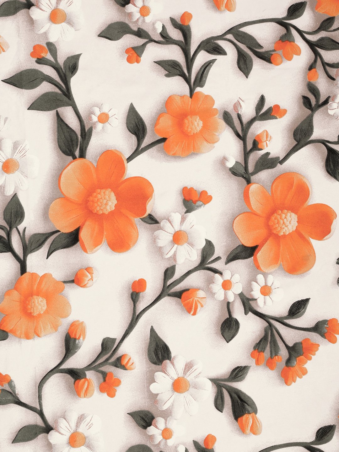 Cream Floral 7D Cotton Blend Single Bedsheet with Pillow Cover