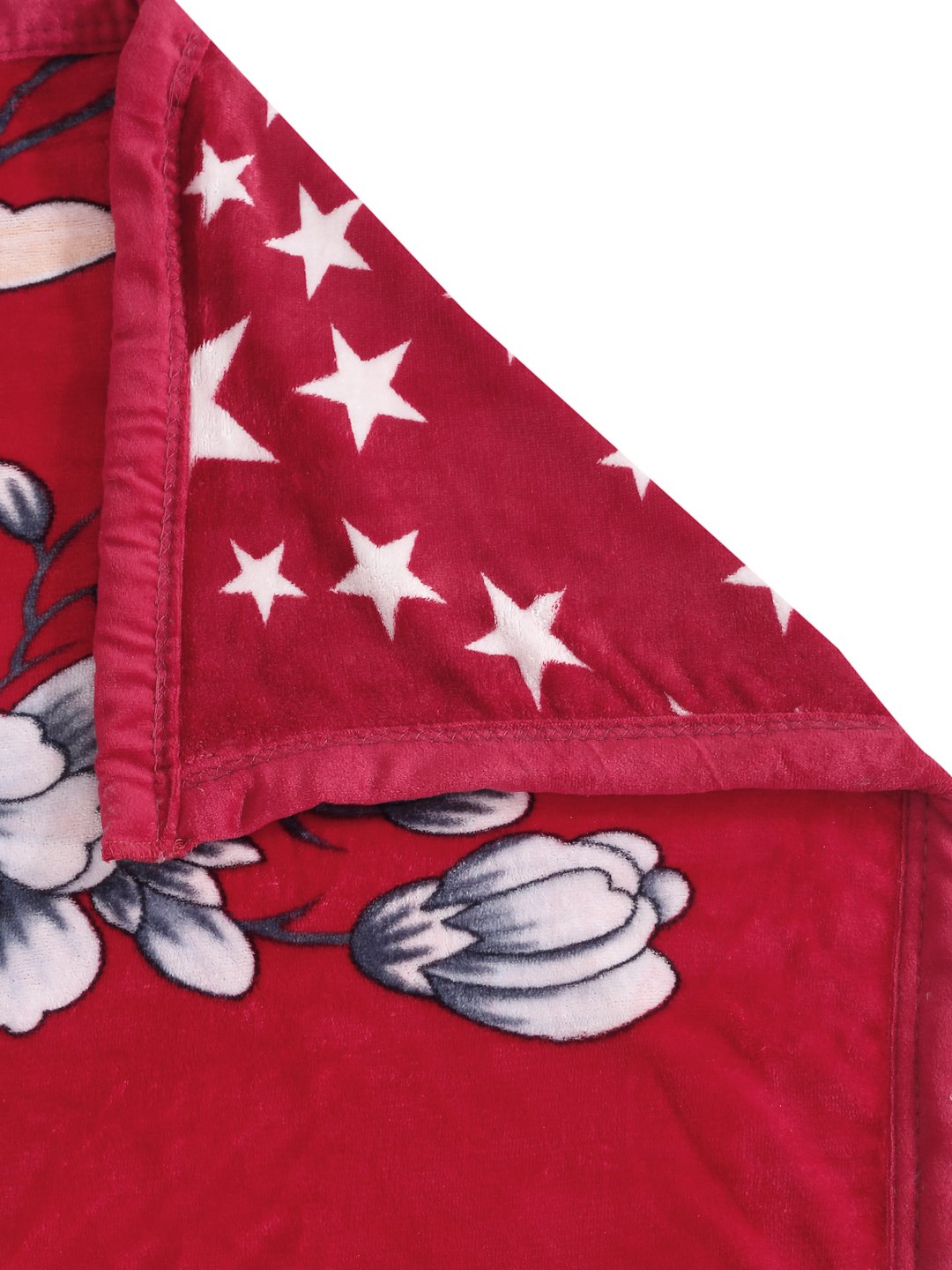 Red Woolen Floral Double Bed Dohar