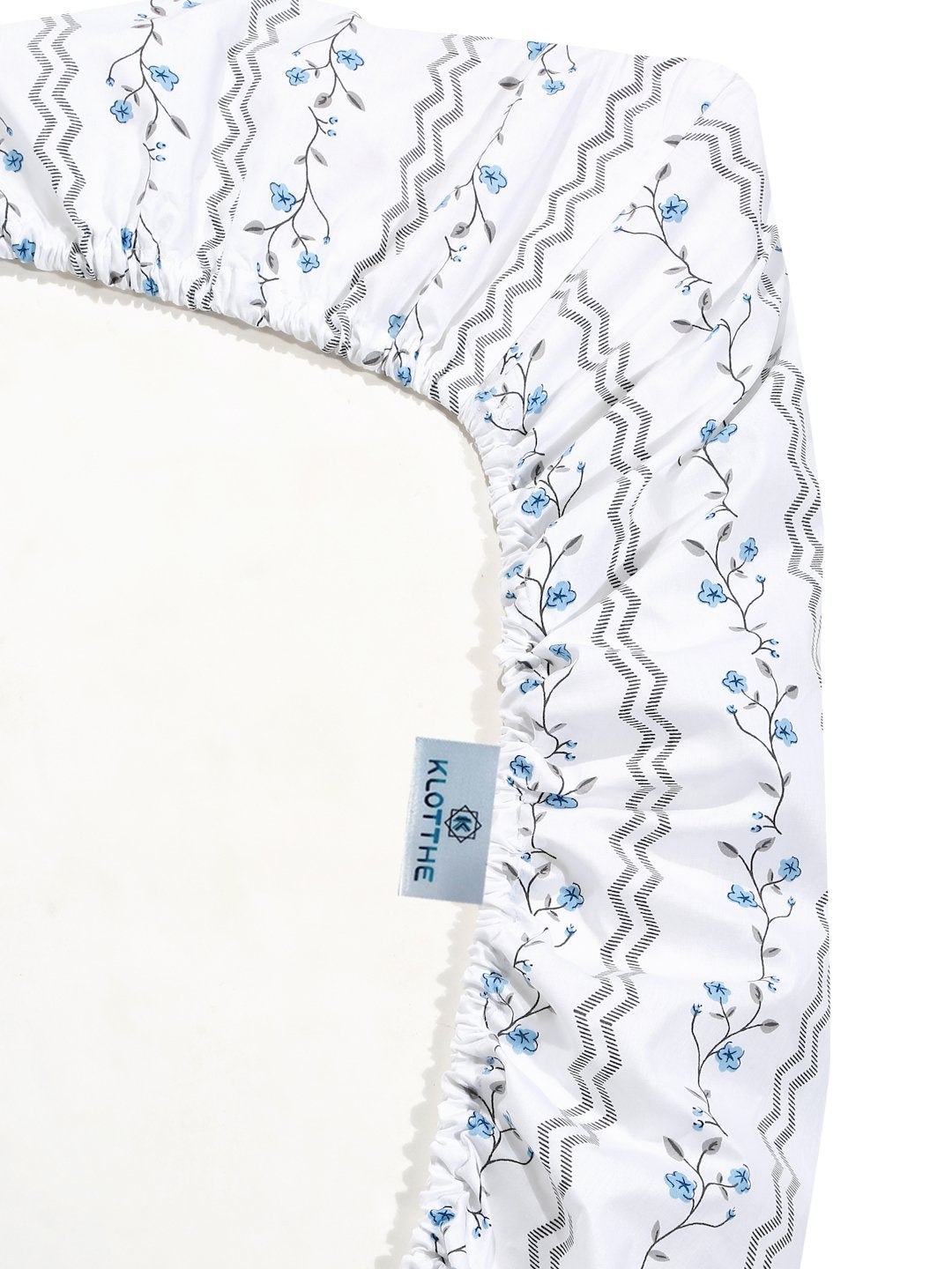 White Floral 400 TC Pure Cotton Super King Double Bedsheet with 2 Pillow Covers