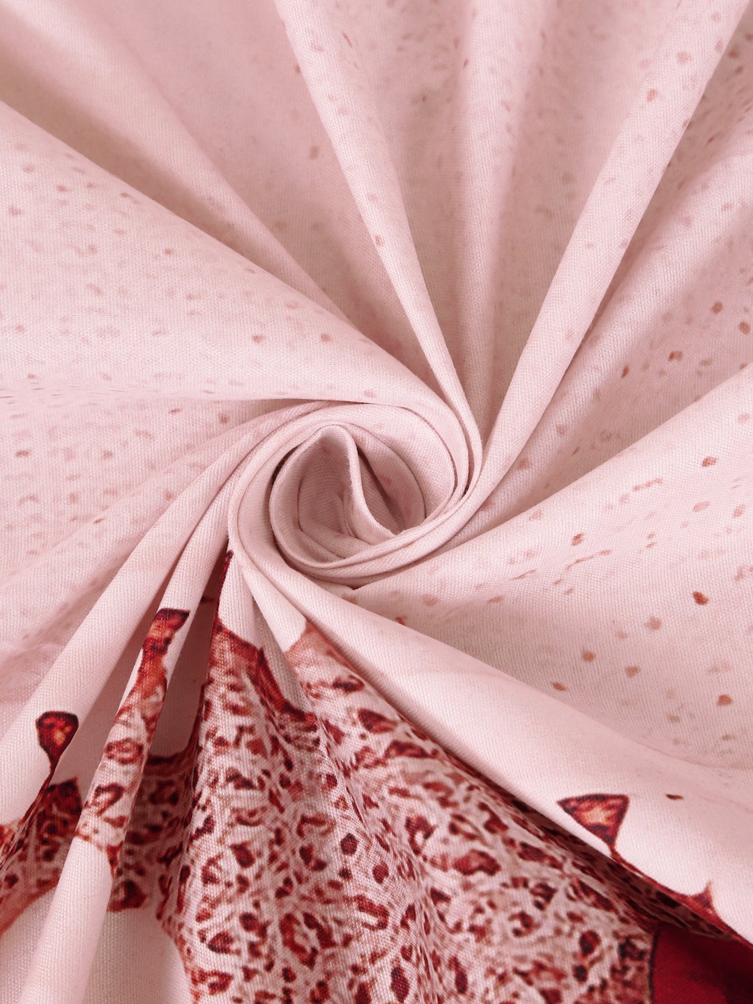Digital Printed Maroon Floral Cotton Blend Double Bedsheet with 2 Pillow Covers