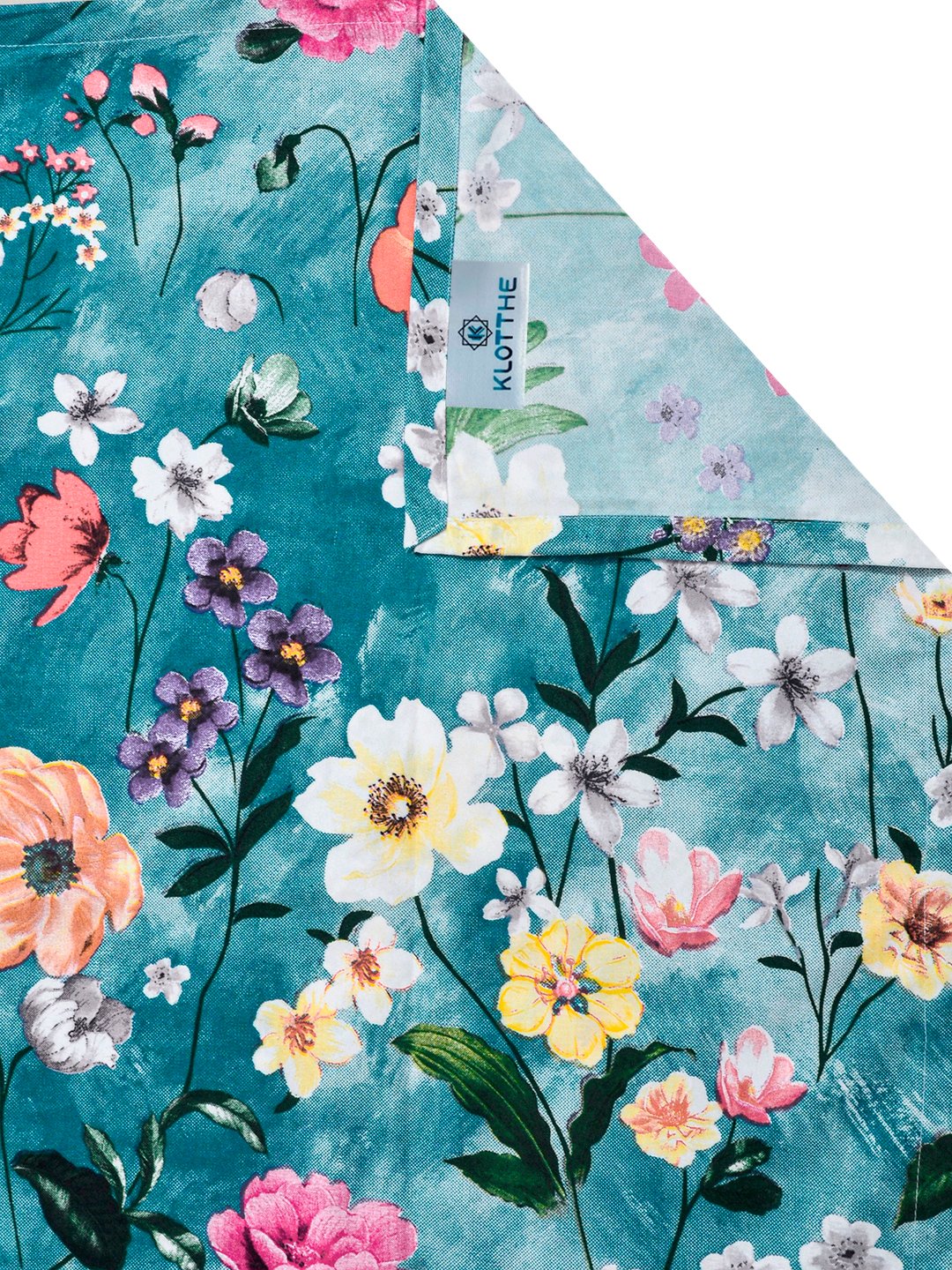 Blue Floral Cotton Blend Single Bedsheet with Pillow Cover