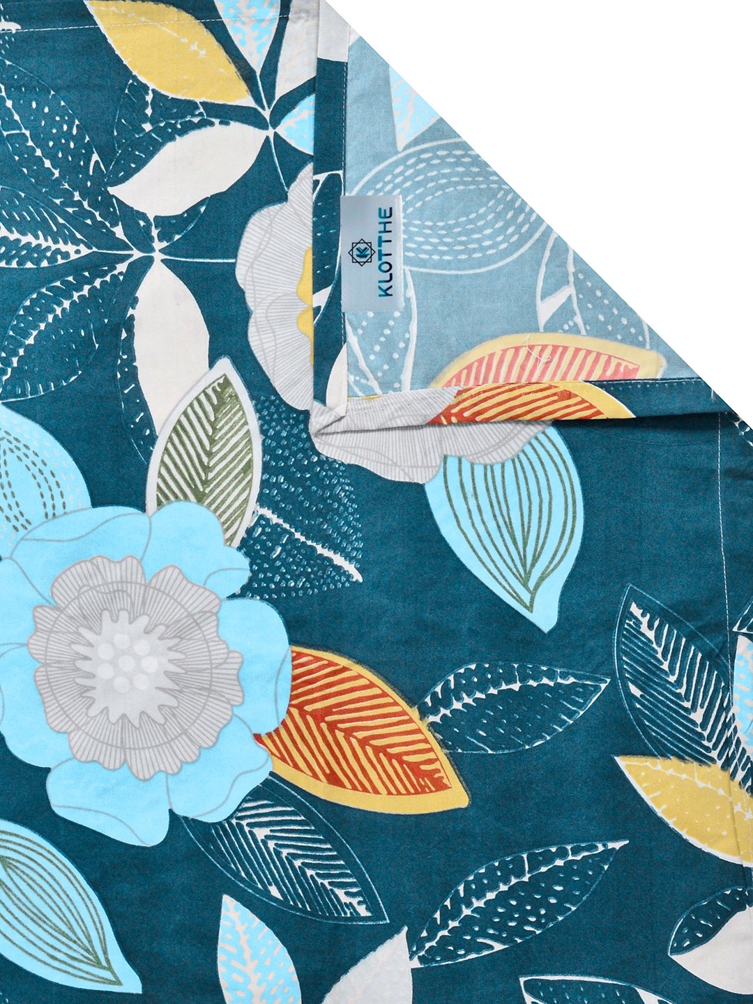 Blue Floral Cotton Blend Single Bedsheet with Pillow Cover
