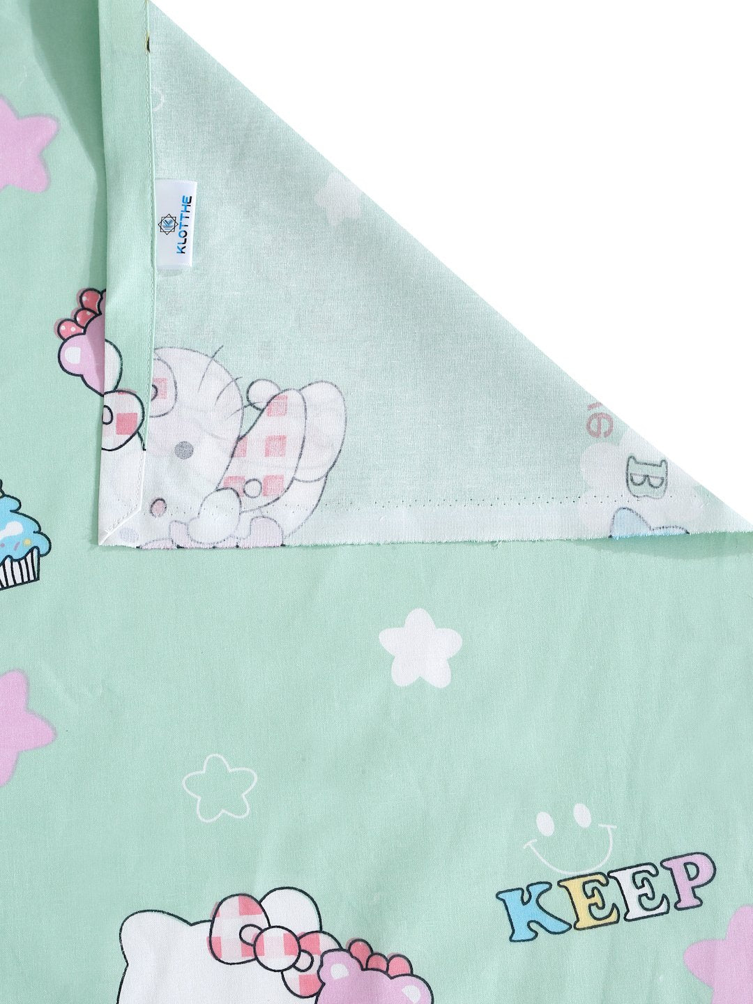 Green Cartoon Characters 400 TC Pure Cotton Double Bedsheet with 2 Pillow Covers