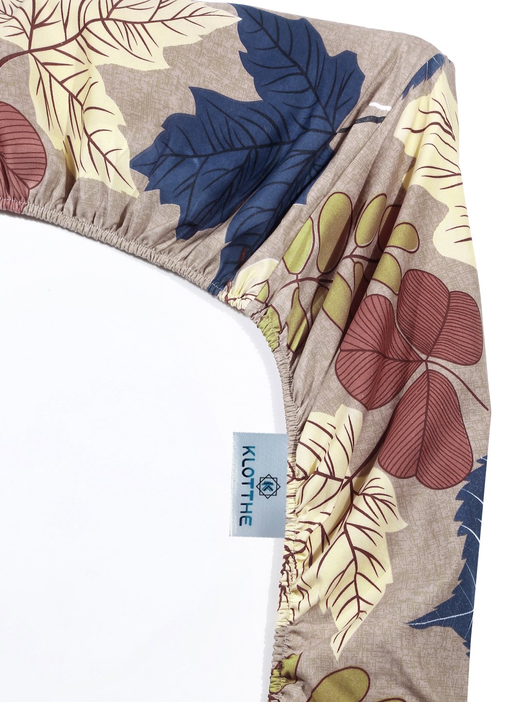 Brown Floral 300 TC Cotton Blend Fitted Double Bedsheet with 2 Pillow Covers