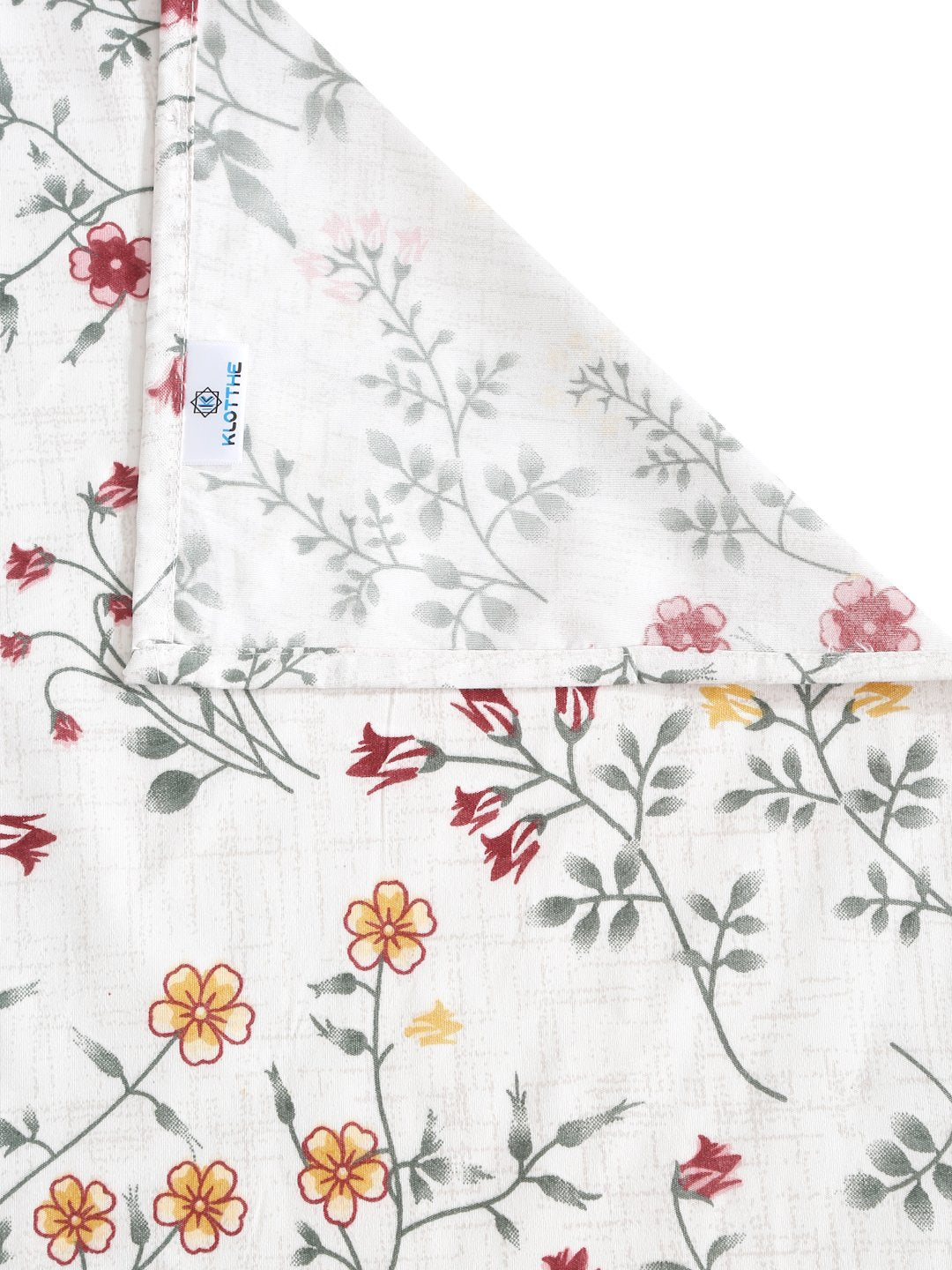 Off White Floral 300 TC Cotton Blend Super King Double Bedsheet in Book Fold Packing