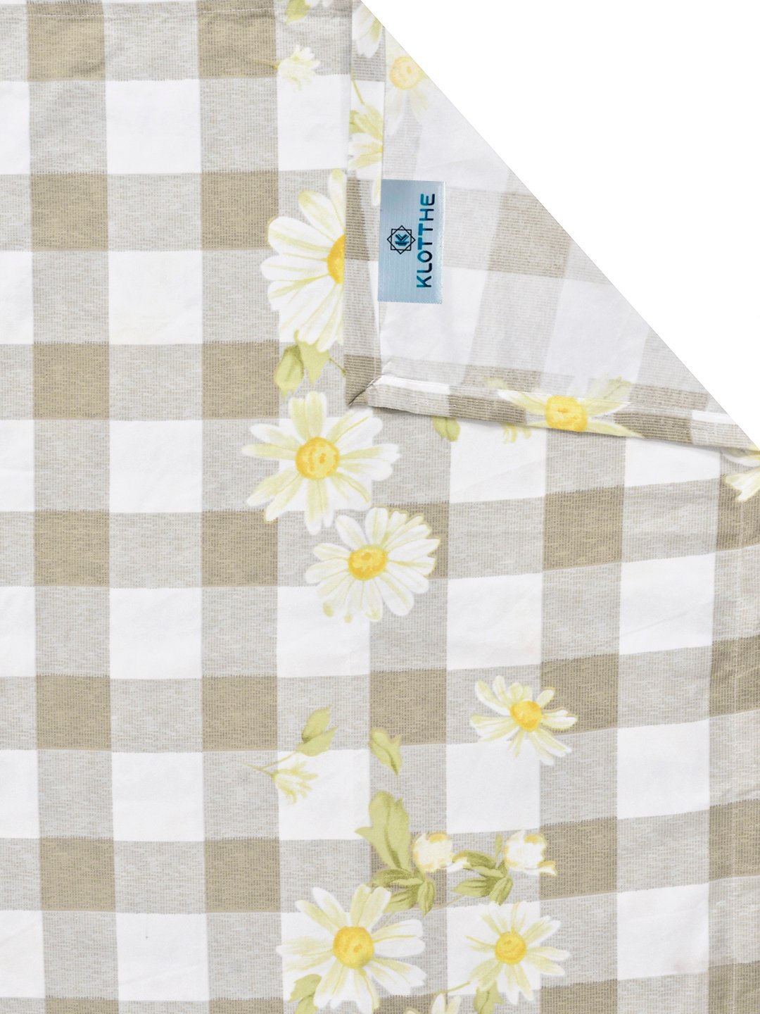 Beige Floral Cotton Blend Single Bedsheet with Pillow Cover