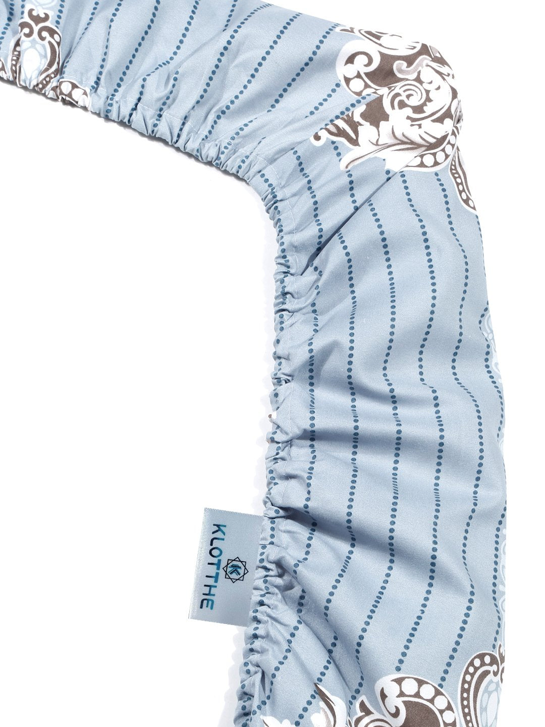 Grey Ethnic Motifs 300 TC Cotton Blend Fitted Single Bedsheet Set in Book Fold Packing