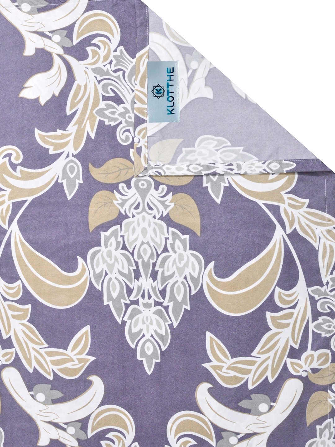 Purple Floral Cotton Blend Double Bedsheet with 2 Pillow Covers