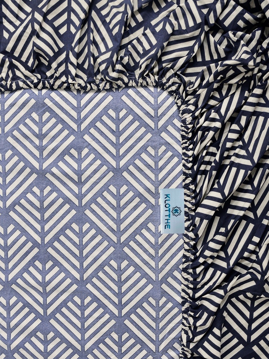 Multi Geometric Cotton Blend Fitted Single Bedsheet with Pillow Cover