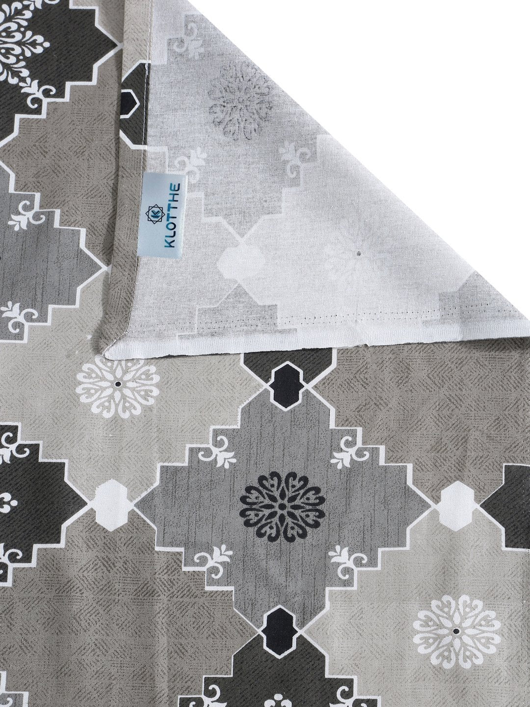 Grey Geometric 400 TC Pure Cotton Double Bedsheet with 2 Pillow Covers