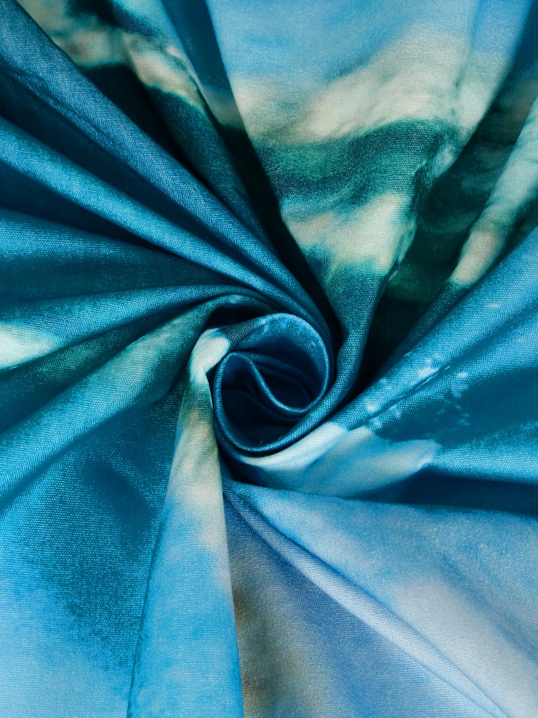 Turquoise Digital Floral Printed Cotton Blend Fitted Fitted Double Bedsheet with 2 Pillow Covers