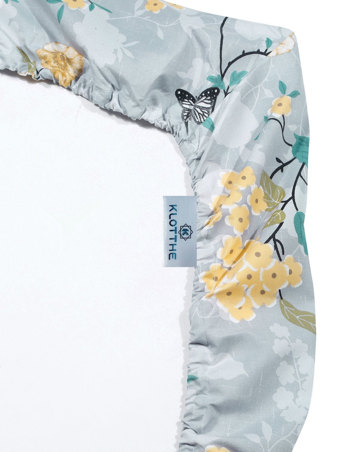 Book Fold Multi Floral 300 TC Cotton Blend Fitted Double Bedsheet with 2 Pillow Covers