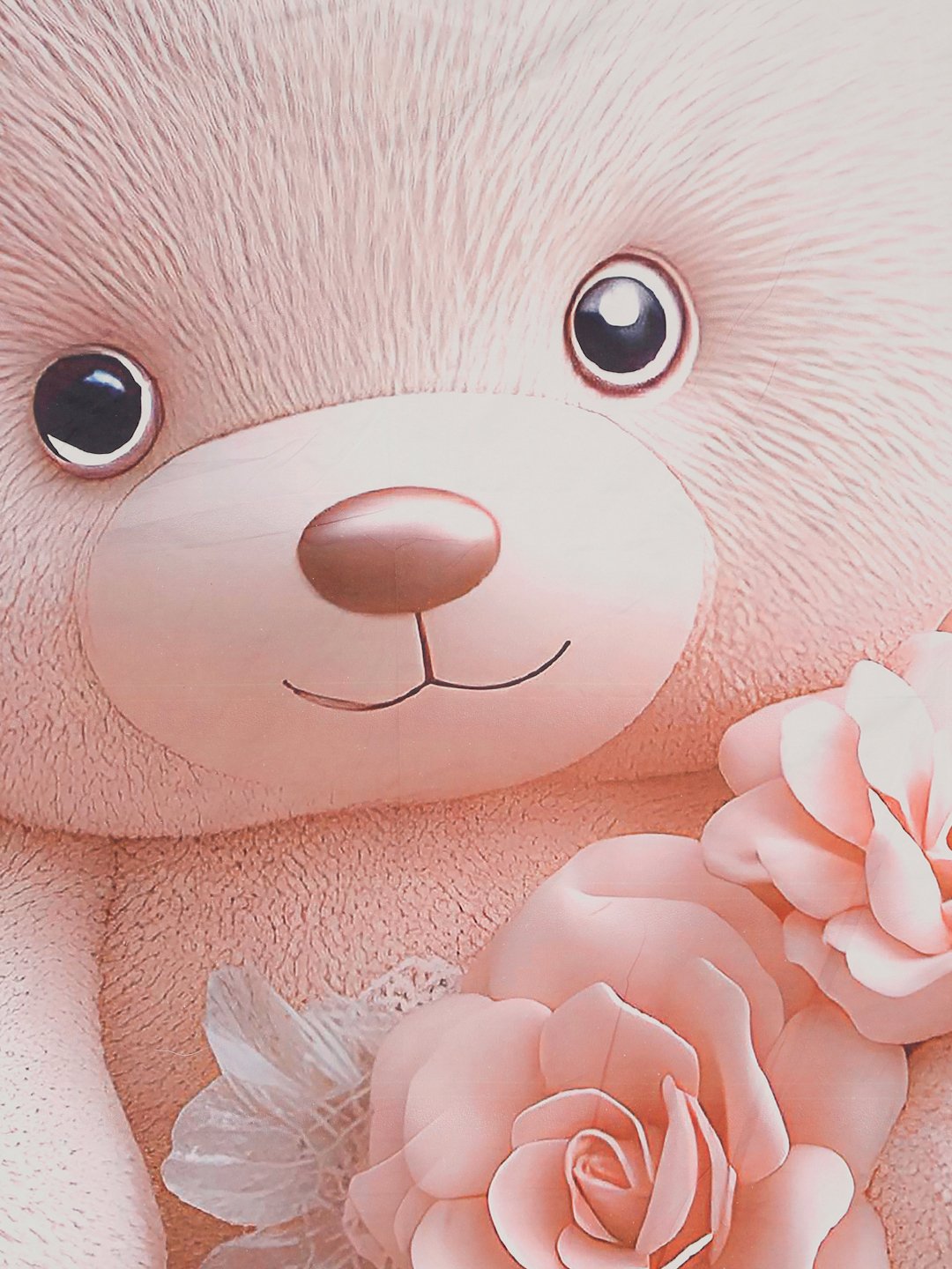 Pink 7D Cartoon Characters Printed Cotton Blend Double Bedsheet with 2 Pillow Covers