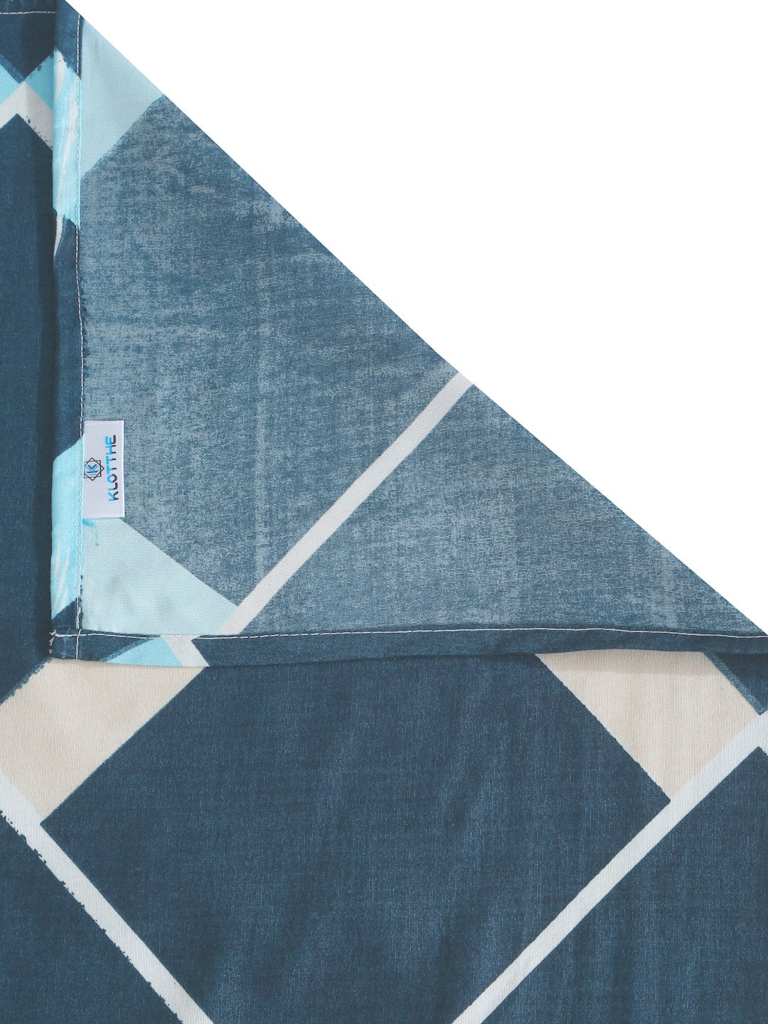 Blue Geometric 300 TC Cotton Blend Double Bedsheet in Book Fold Packing