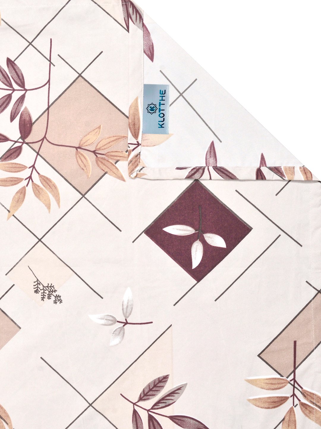 Cream Geometric Cotton Blend Single Bedsheet with Pillow Cover