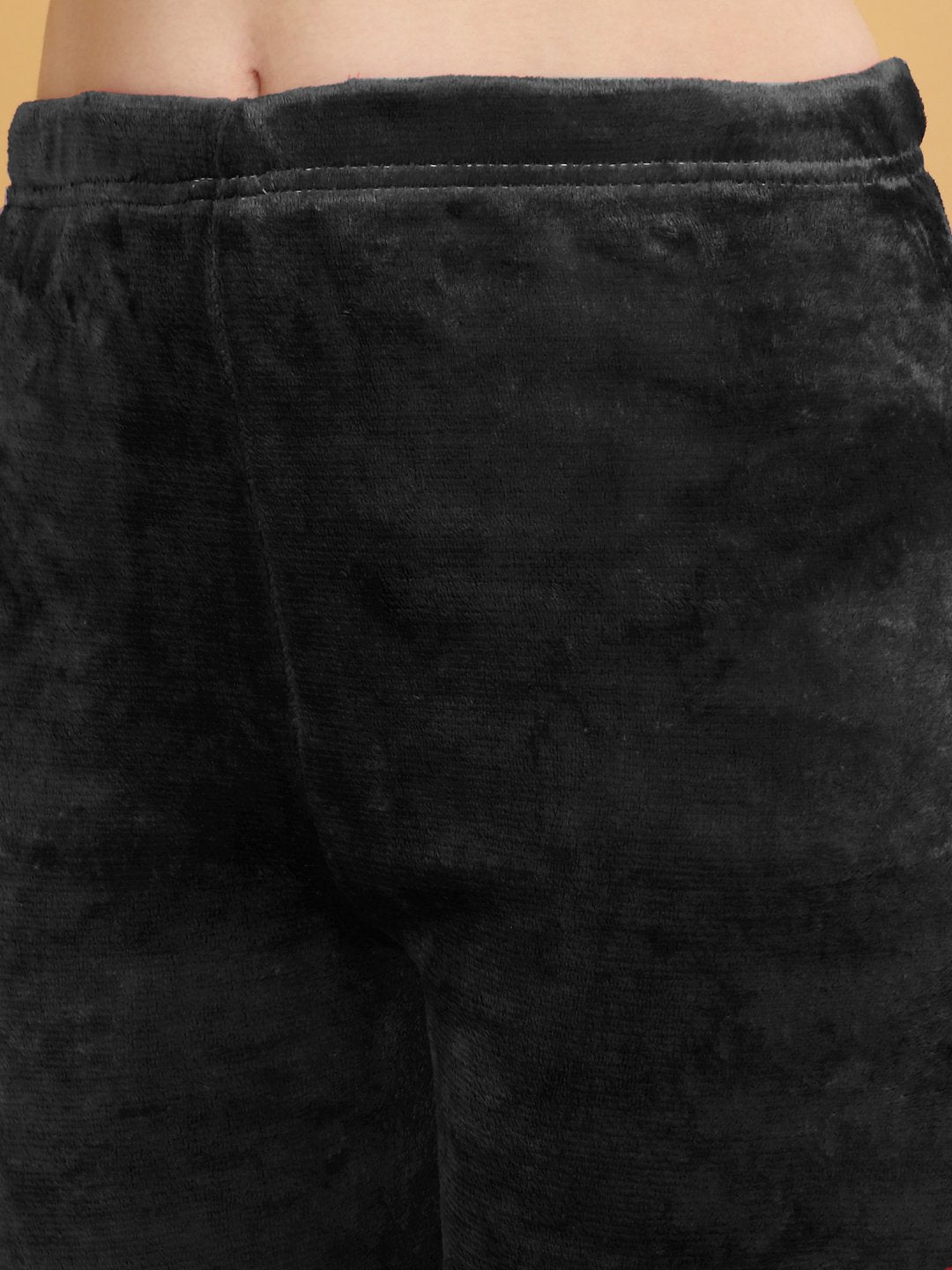 Klotthe Women Black Solid Woolen Night Suit