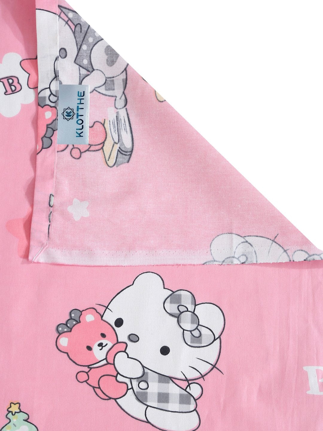 Pink Cartoon Characters 400 TC Pure Cotton Double Bedsheet with 2 Pillow Covers
