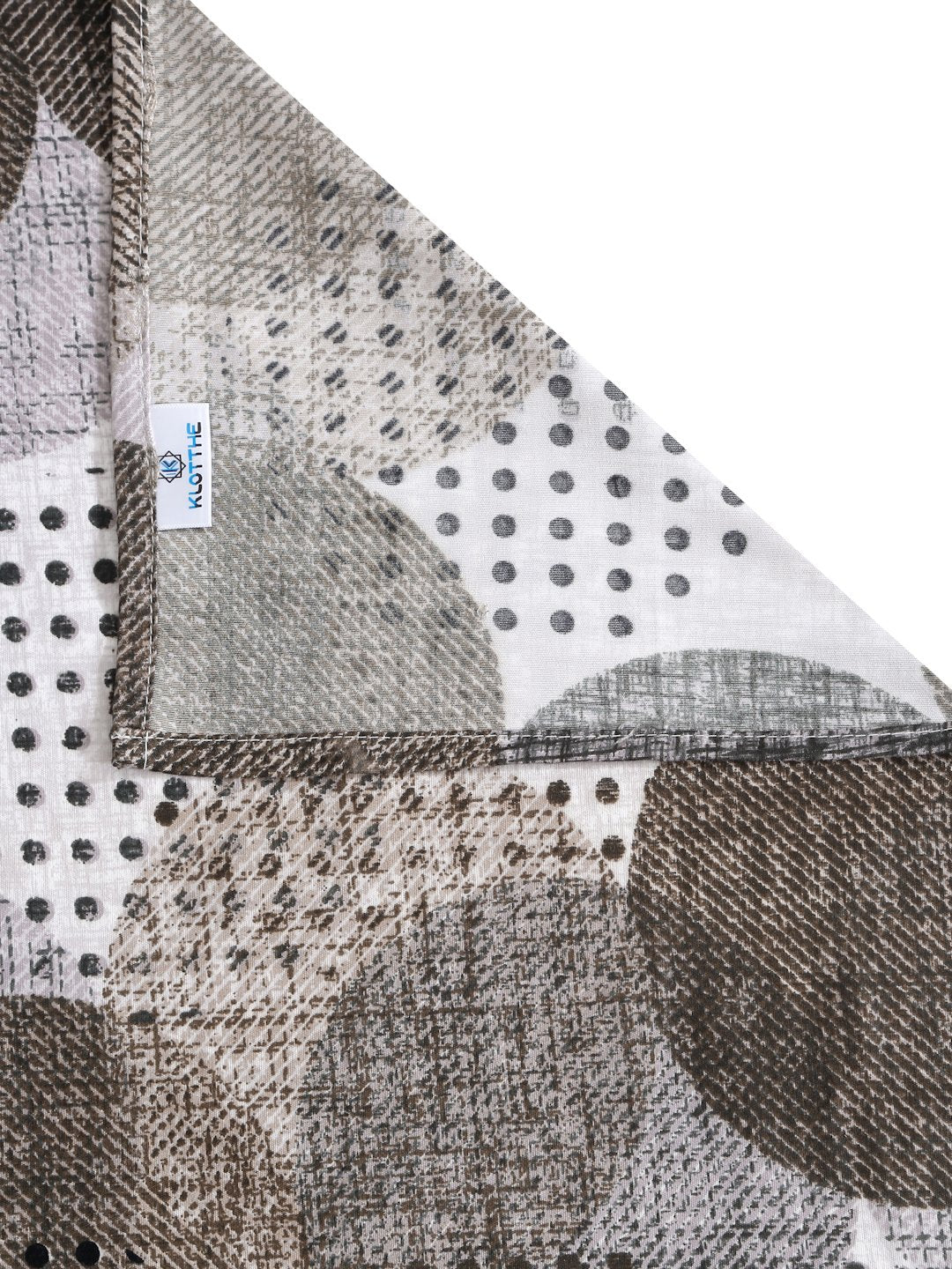 Brown Geometric 300 TC Cotton Blend Double Bedsheet with 2 Pillow Covers
