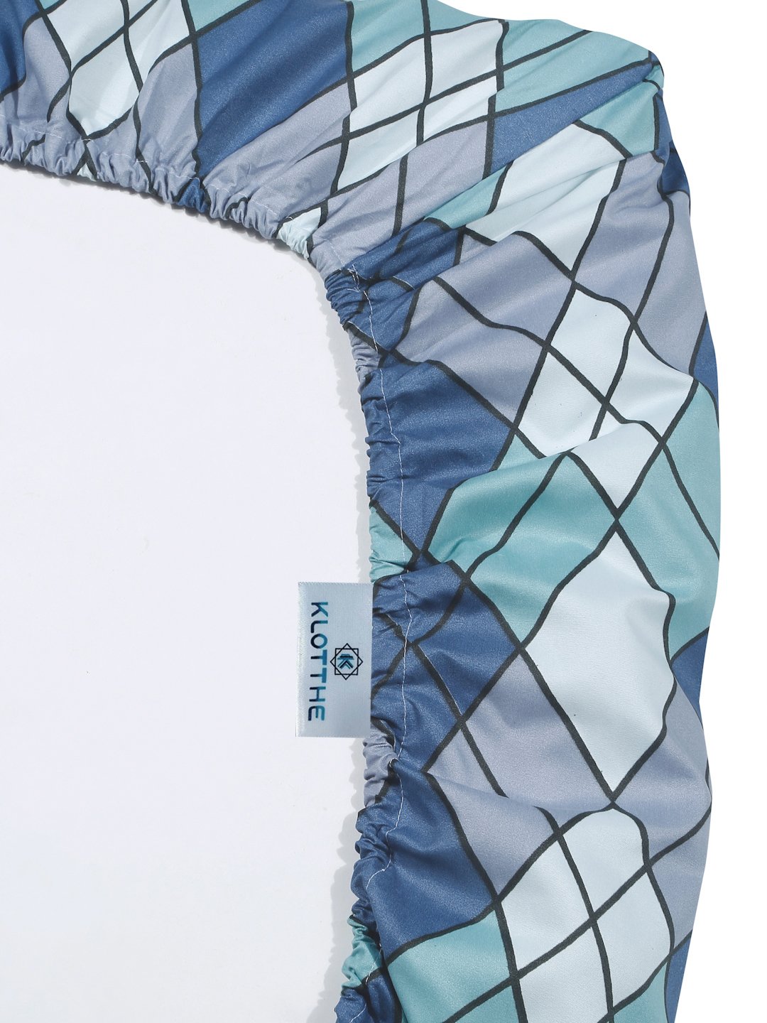 Multi Geometric 300 TC Cotton Blend Fitted Double Bedsheet with 2 Pillow Covers