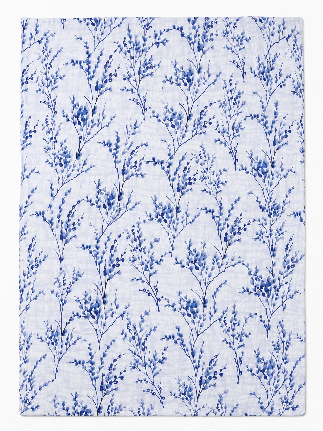 Blue Floral Cotton Blend Double Bedsheet with 2 Pillow Covers