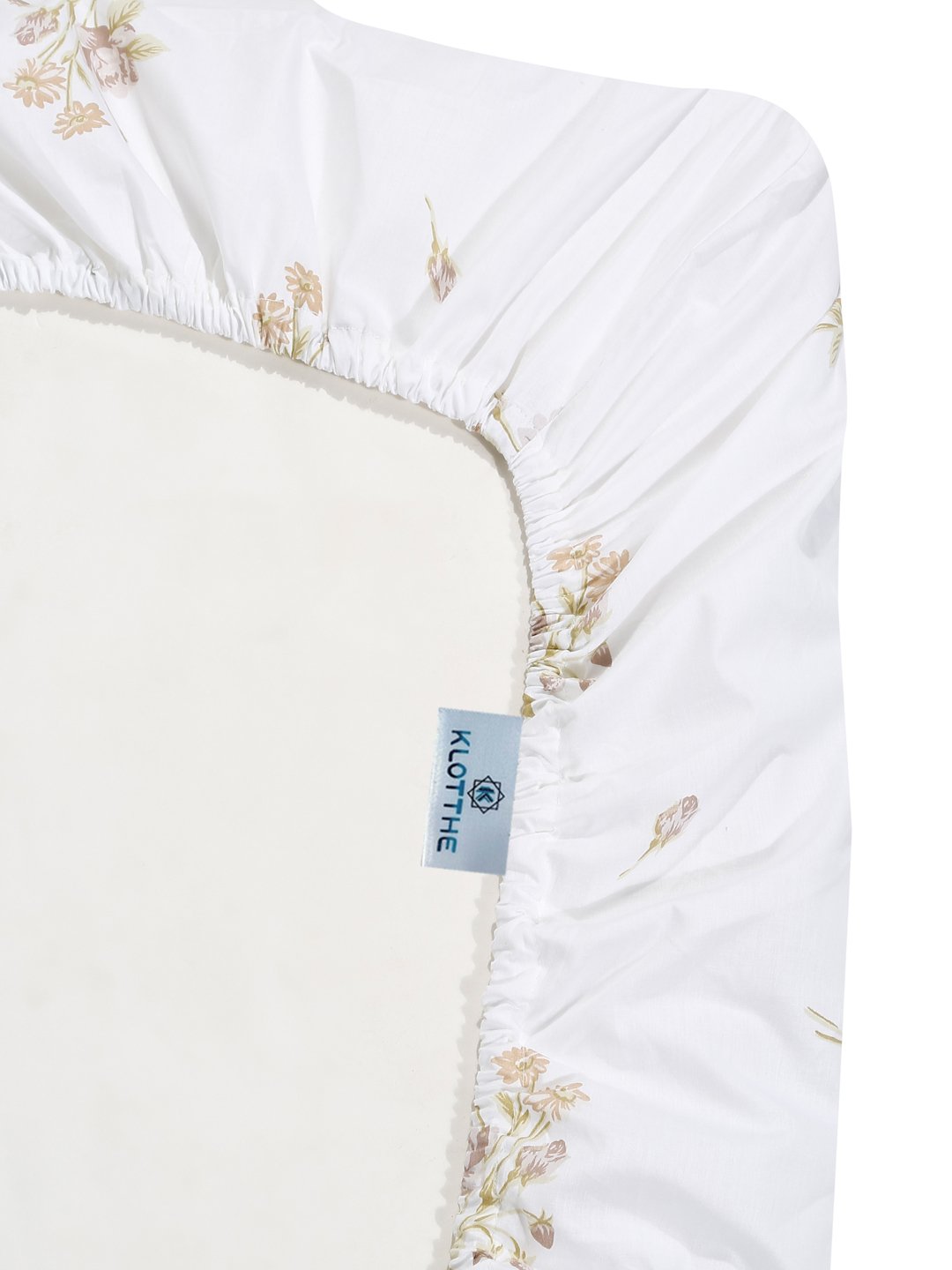 White Floral 400 TC Pure Cotton Super King Double Bedsheet with 2 Pillow Covers