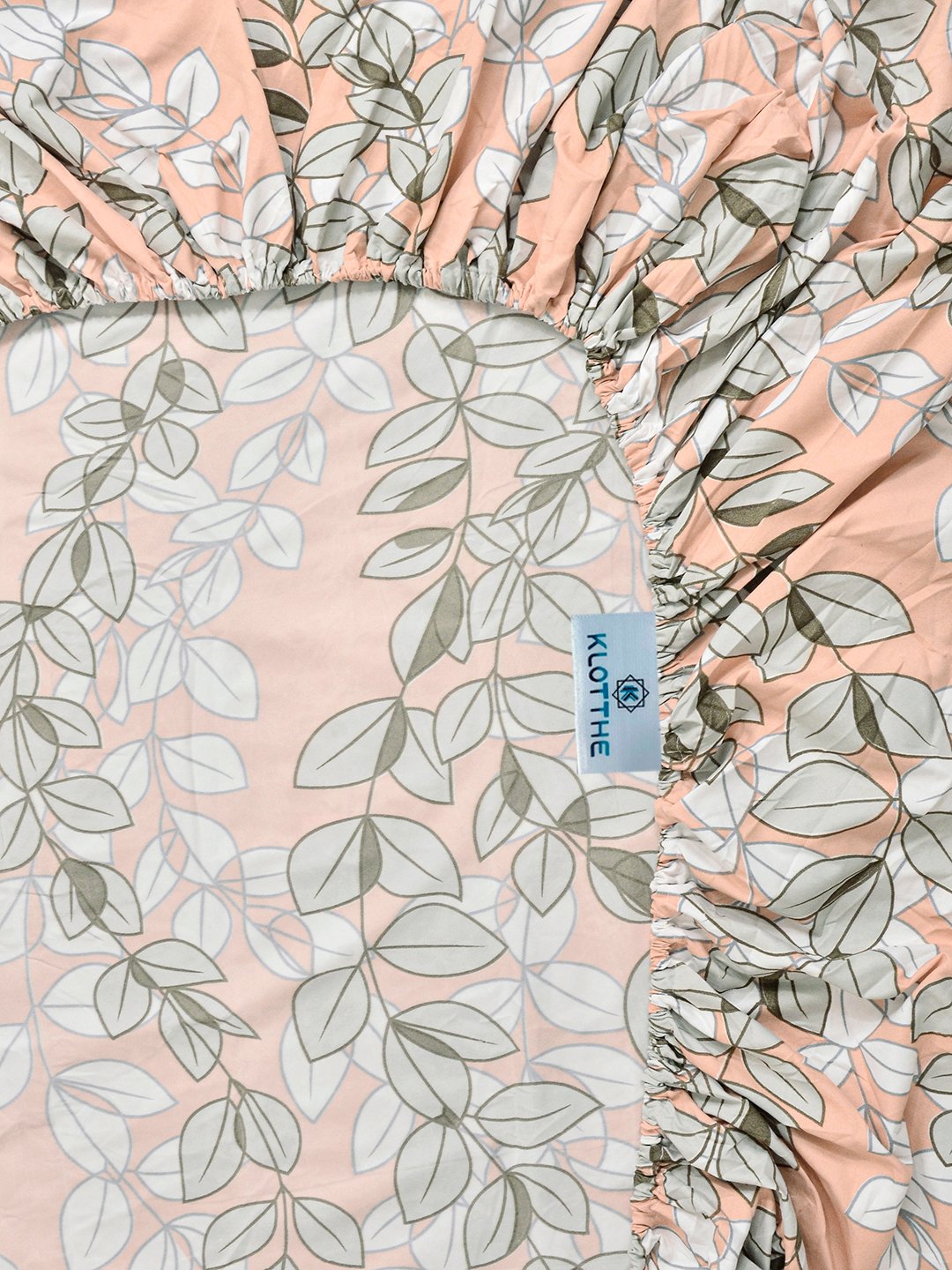 Orange Floral Cotton Blend Fitted Single Bedsheet with Pillow Cover