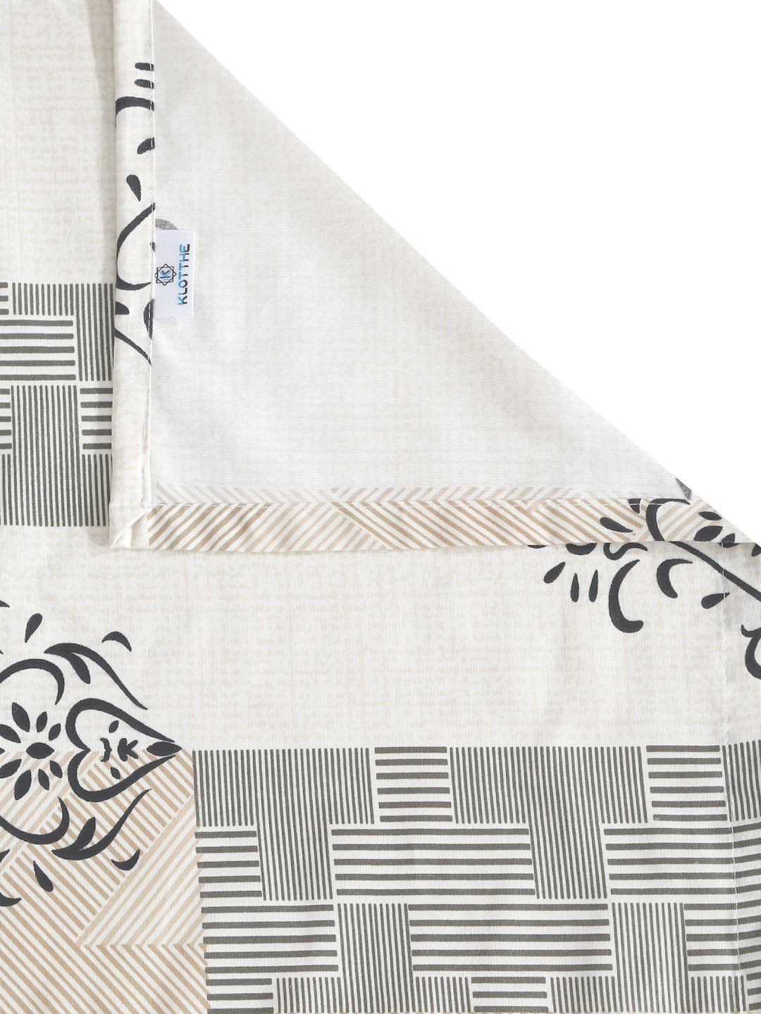 Cream Ethnic Motifs 300 TC Cotton Blend Single Bedsheet in Book Fold Packing