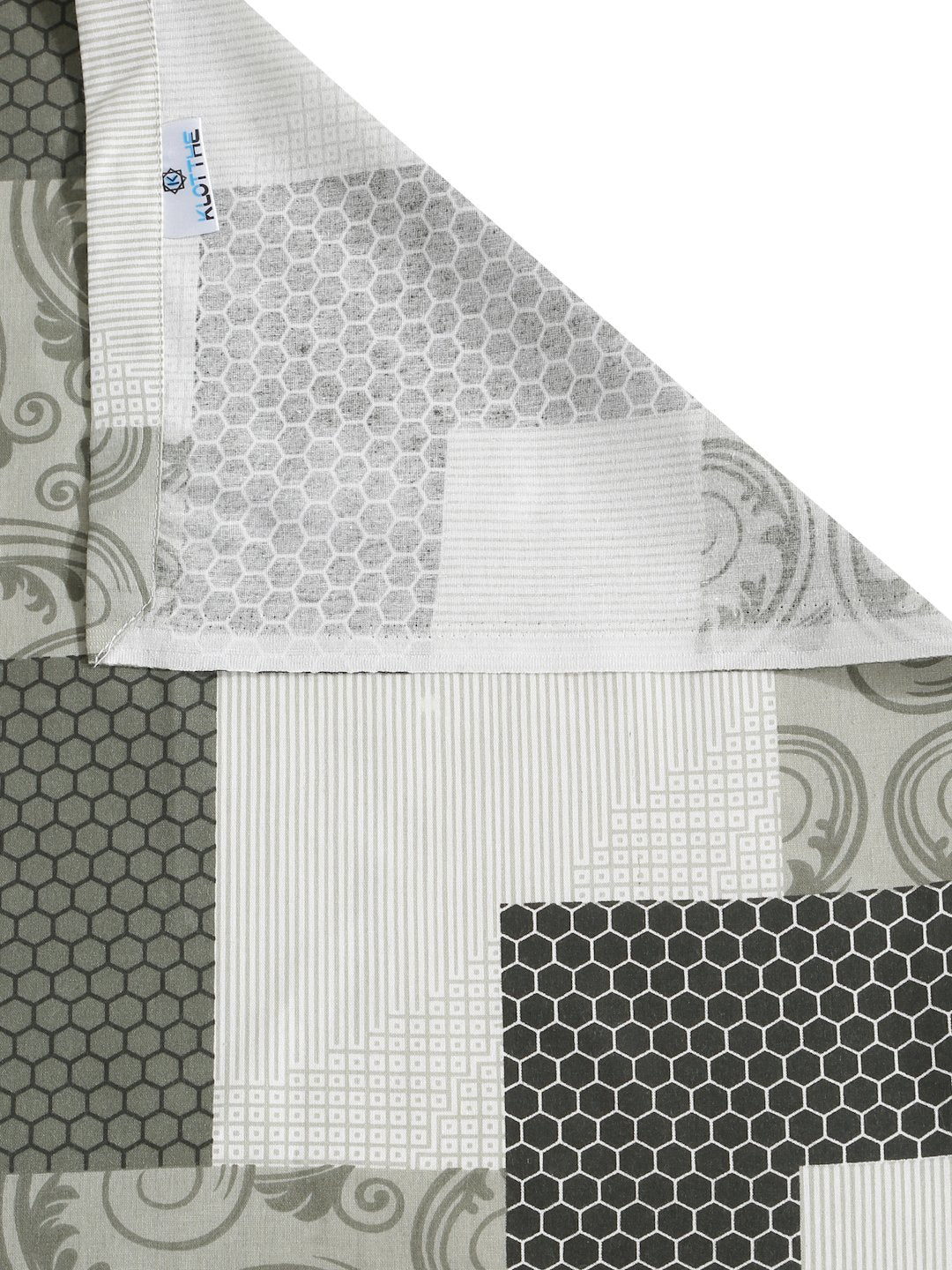 Olive Geometric 400 TC Pure Cotton Double Bedsheet in Book Fold Packing