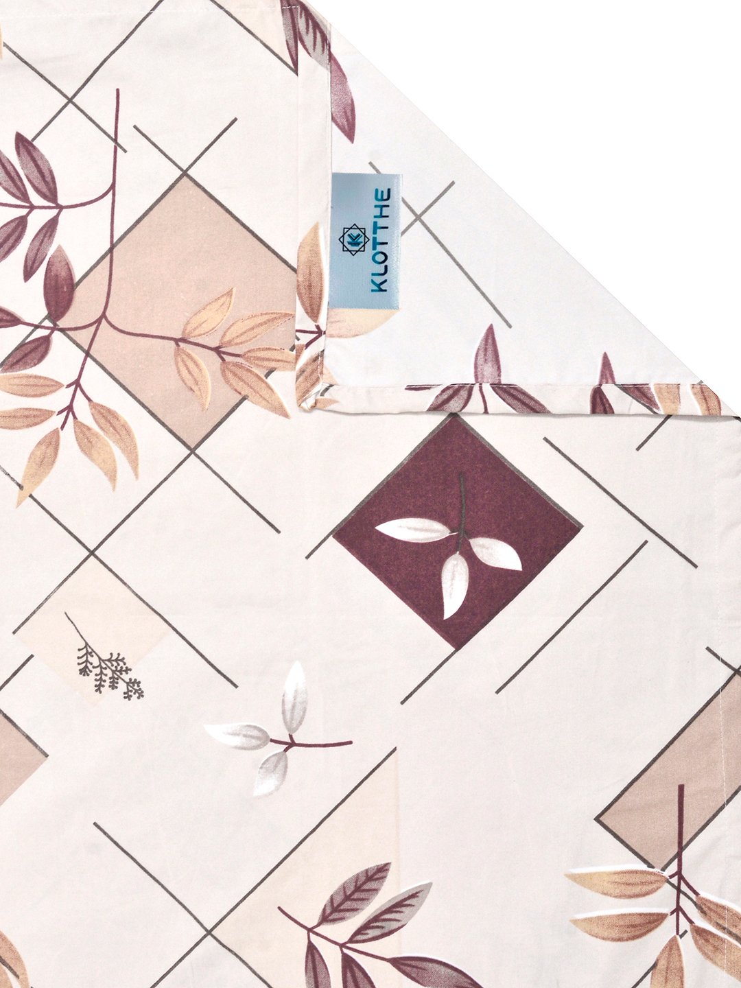 Cream Geometric Cotton Blend Double Bedsheet with 2 Pillow Covers