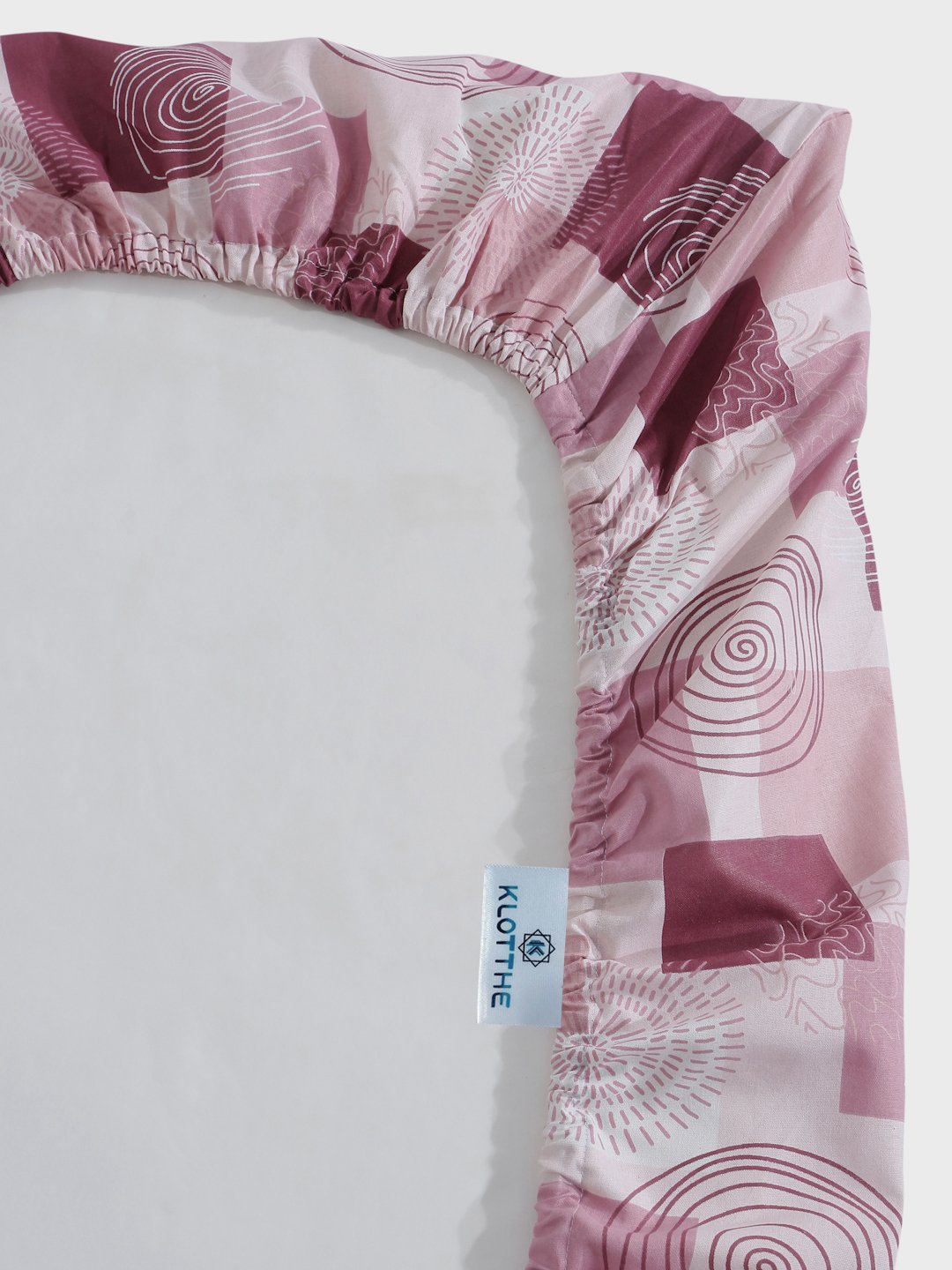 Pink Geometric 400 TC Pure Cotton Fitted Double Bedsheet with 2 Pillow Covers