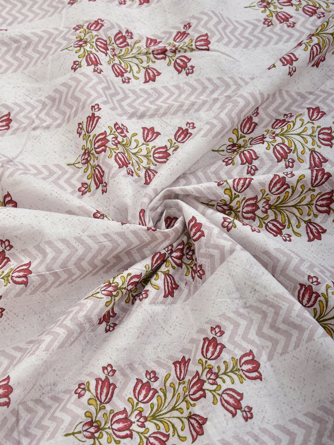 Red Pure Cotton Floral Double Bed Dohar