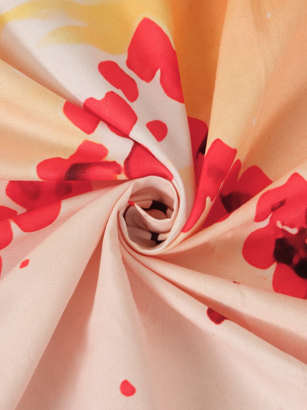 Digital Printed Red Conversational Cotton Blend Double Bedsheet with 2 Pillow Covers
