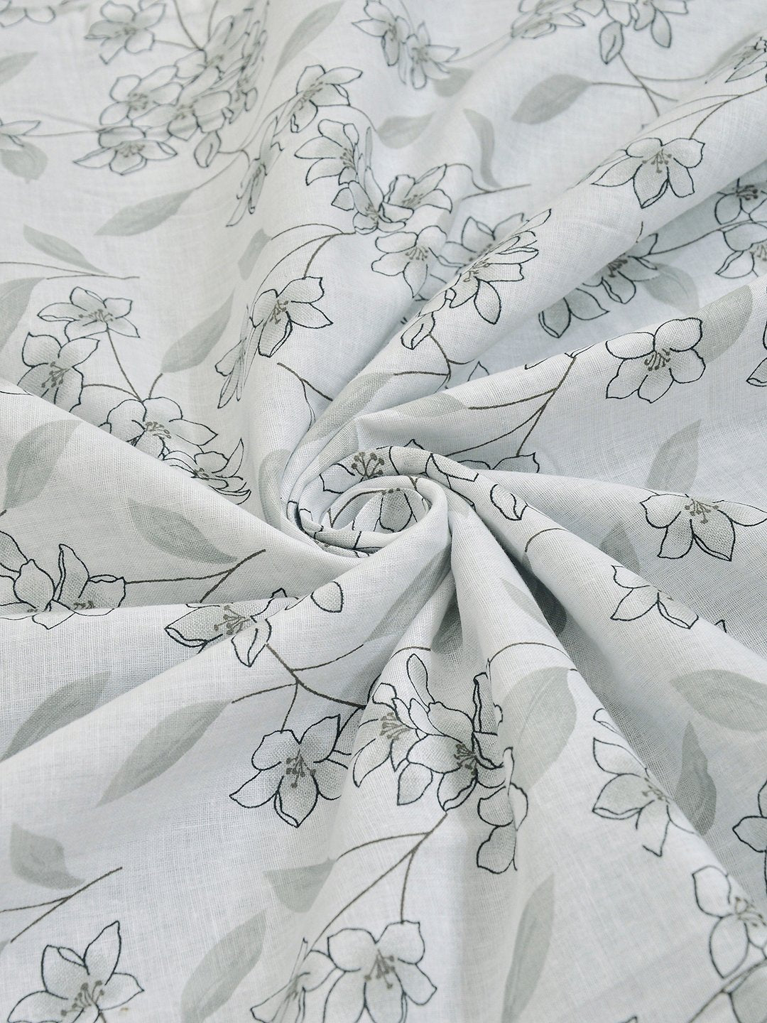 Grey Pure Cotton Floral Double Bed Dohar