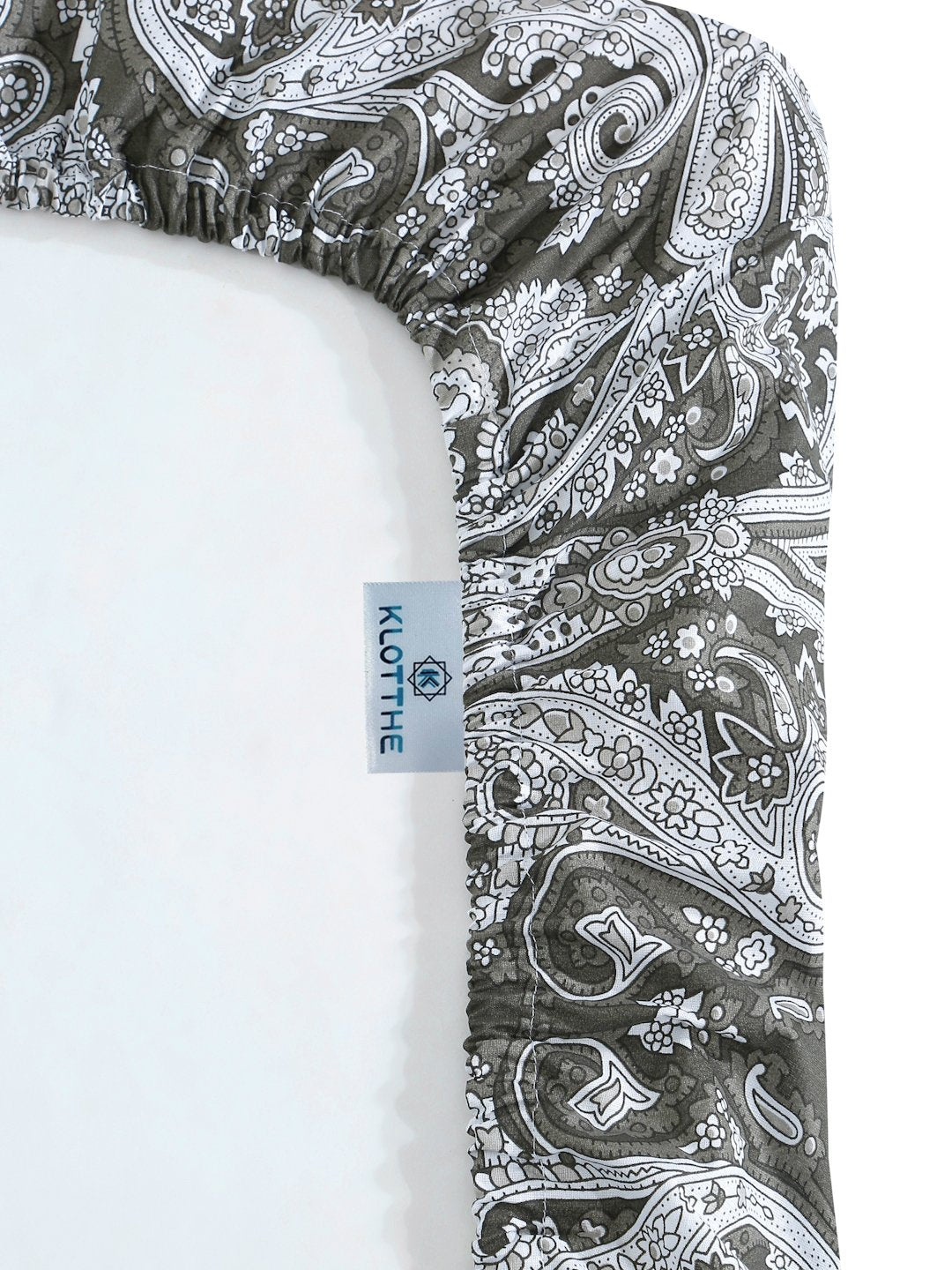 Olive Floral 400 TC Pure Cotton Fitted Double Bedsheet with 2 Pillow Covers