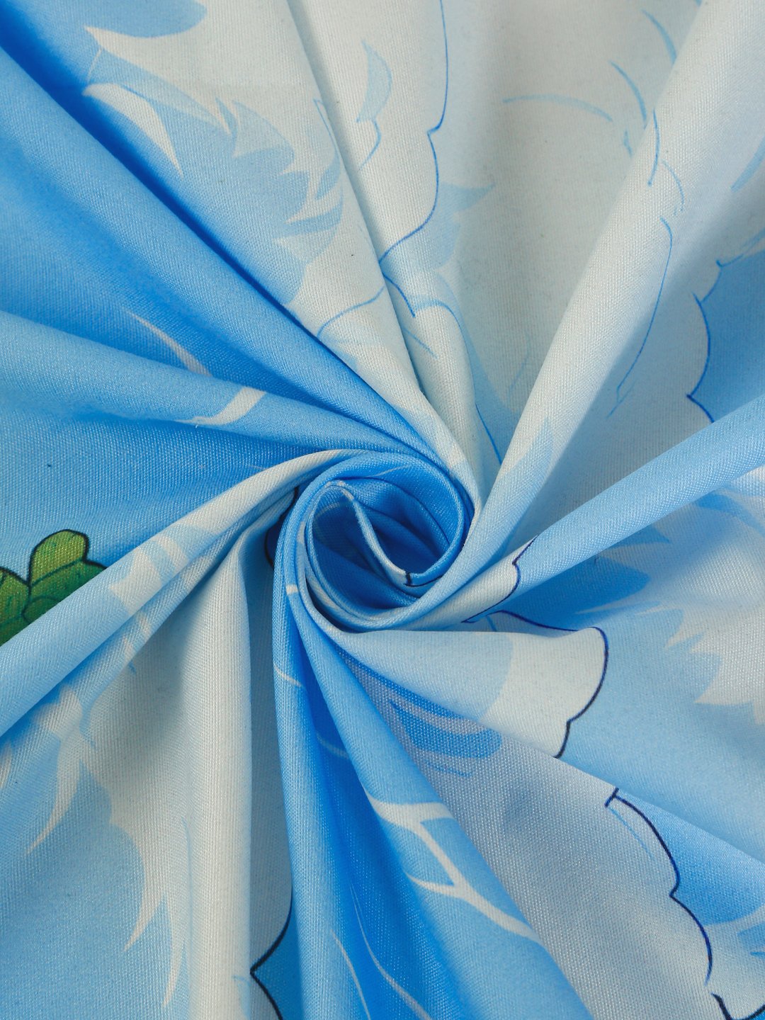 Blue Digital Abstract Printed Cotton Blend Fitted Double Bedsheet with 2 Pillow Covers