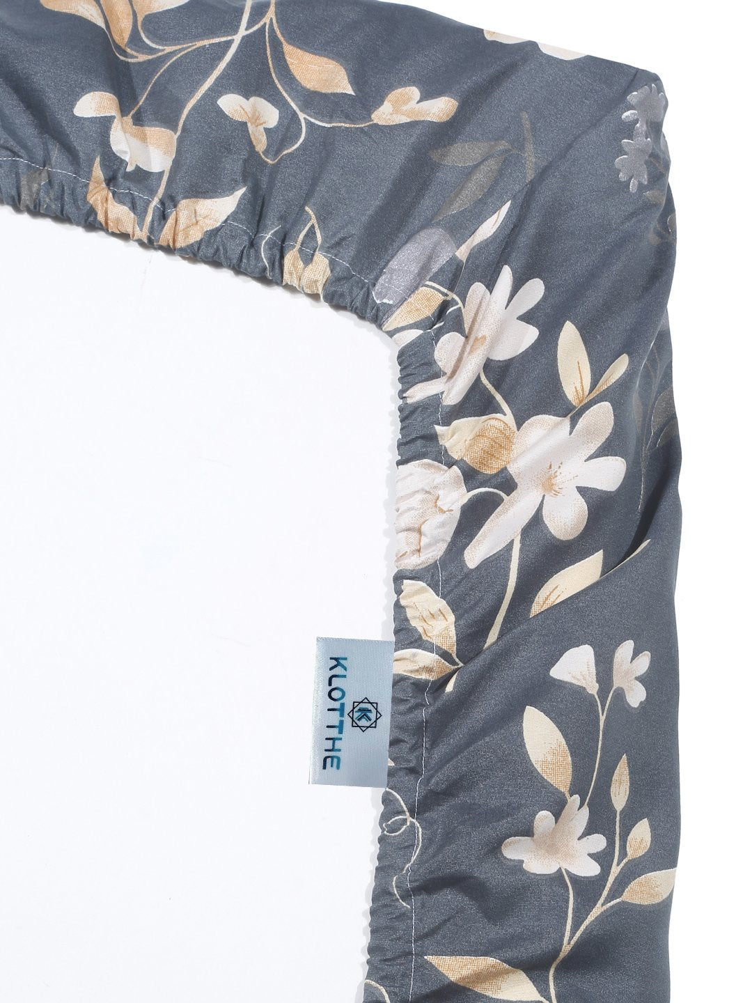 Floral 300 TC Cotton Blend Fitted Double Bedsheet in Book Fold Packing