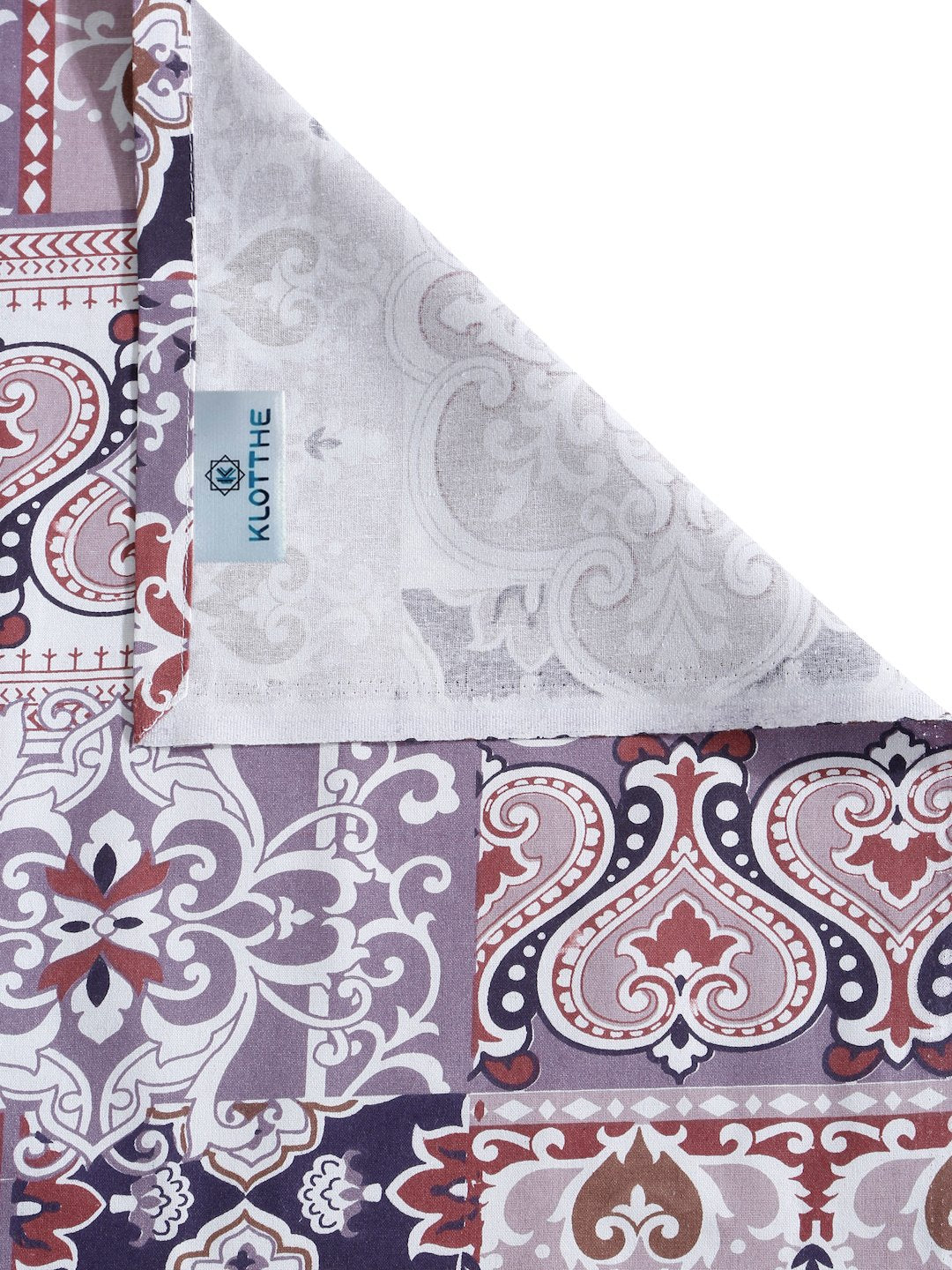 Purple Ethnic Motifs 400 TC Pure Cotton Single Bedsheet with Pillow Cover
