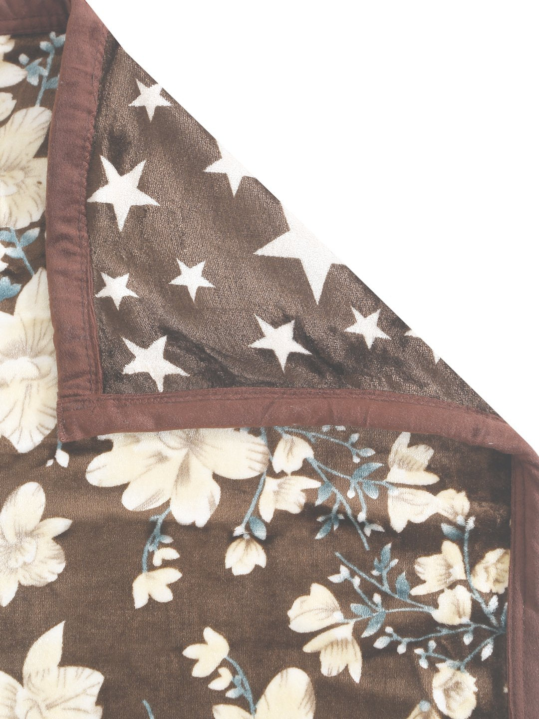 Brown Woolen Floral Double Bed Dohar