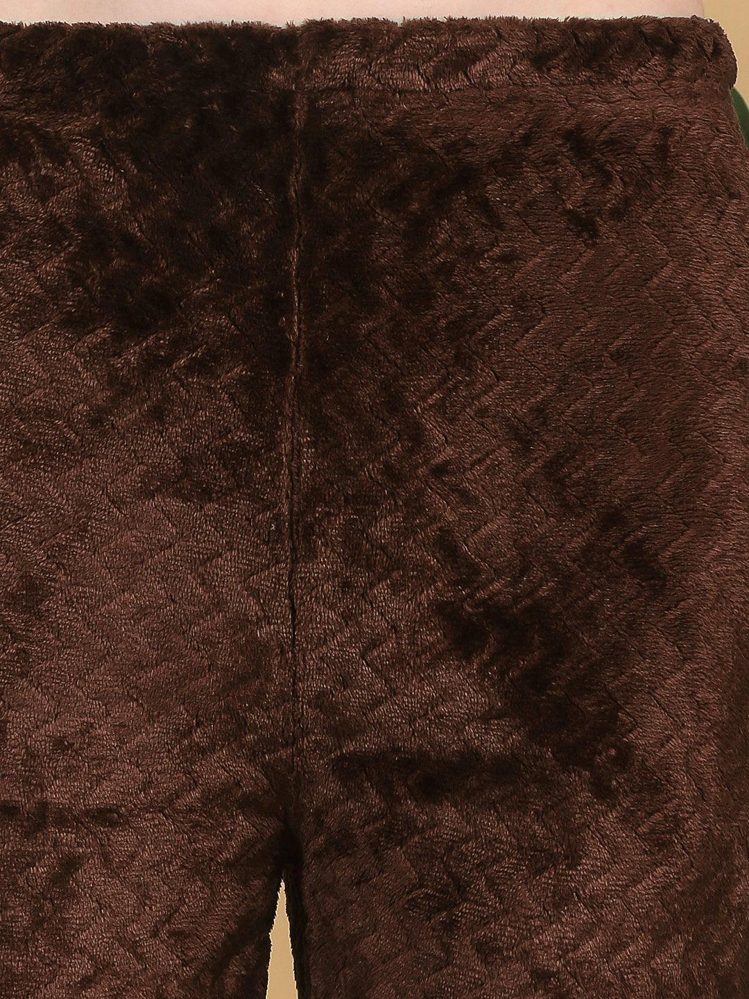 Women Dark Brown Solid Hooded Woolen Night Suit