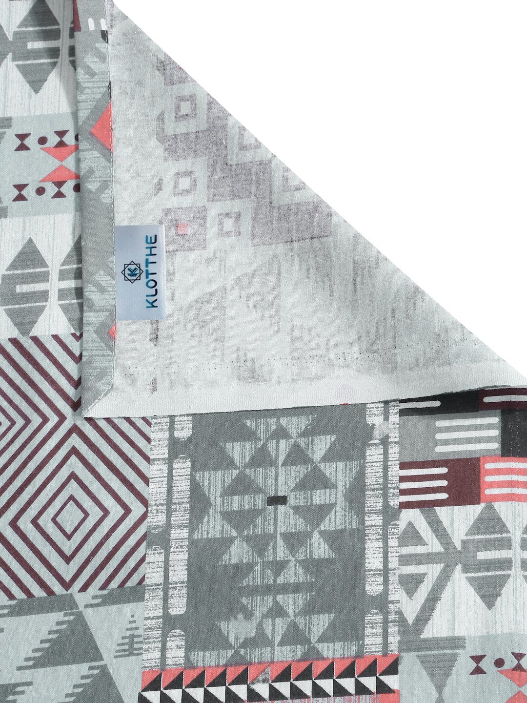 Grey Geometric 400 TC Pure Cotton Single Bedsheet with Pillow Cover